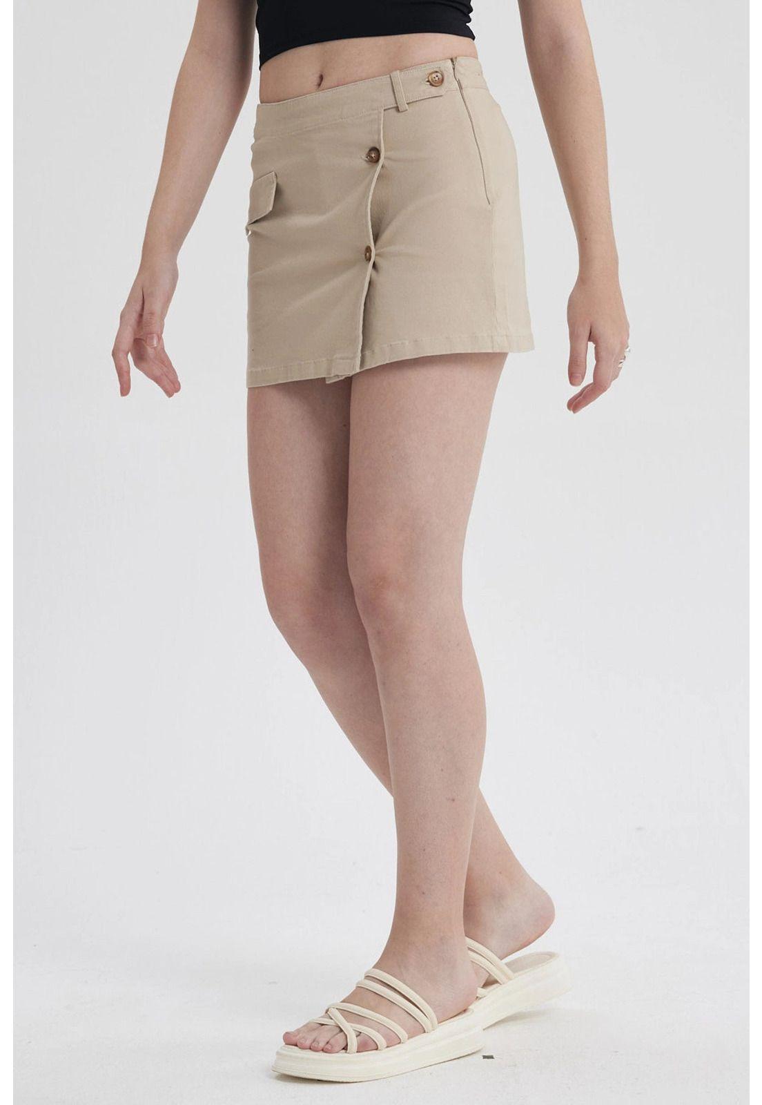 Short Mujer Botones Beige-1