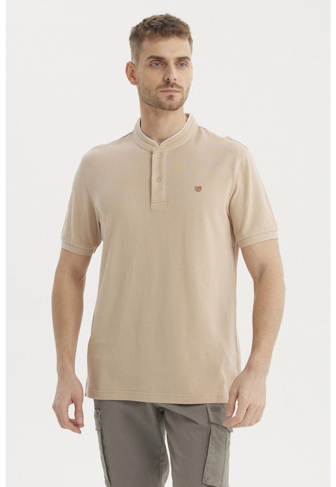Polera Hombre Cuello Polo Beige-0