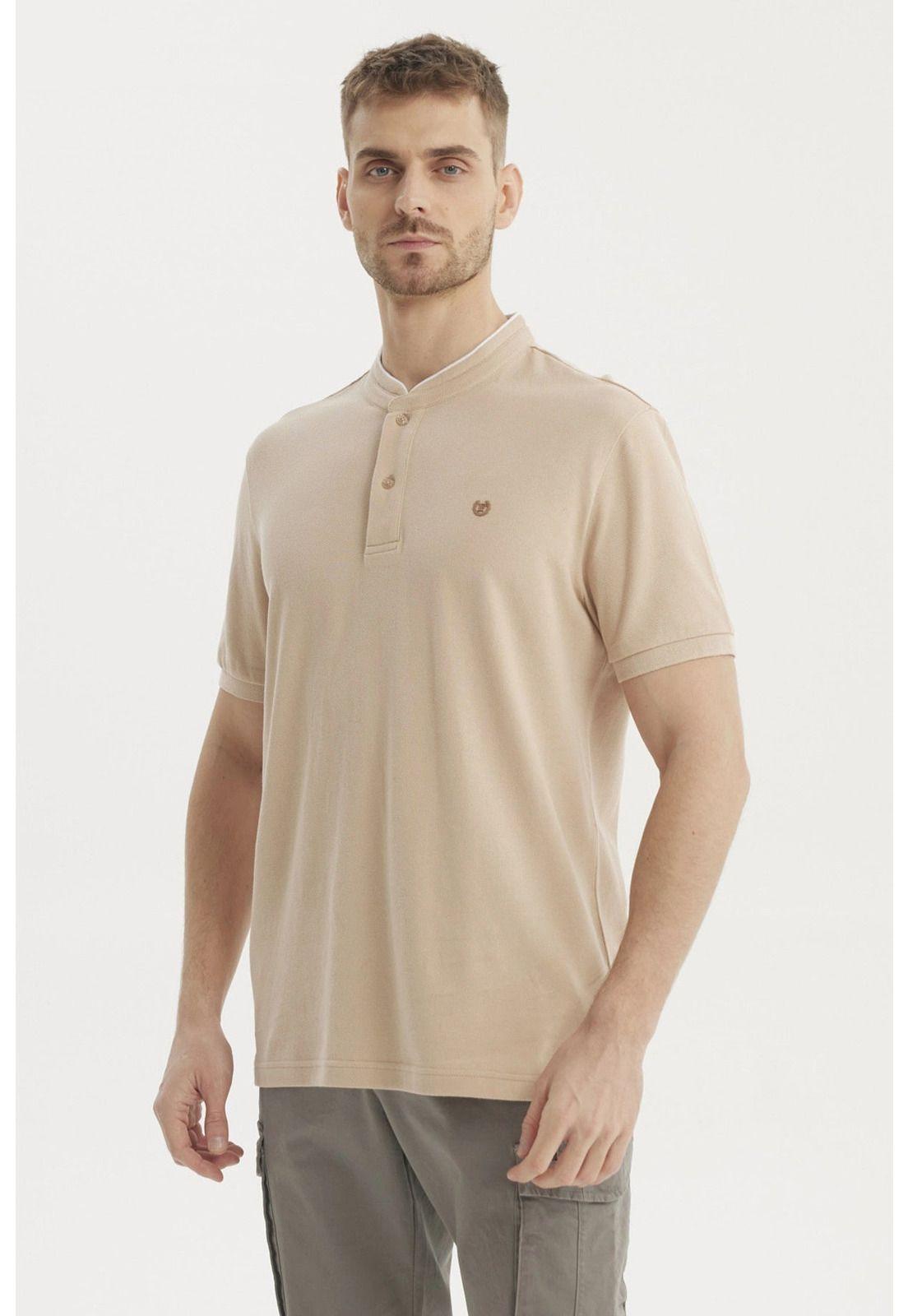Polera Hombre Cuello Polo Beige-1