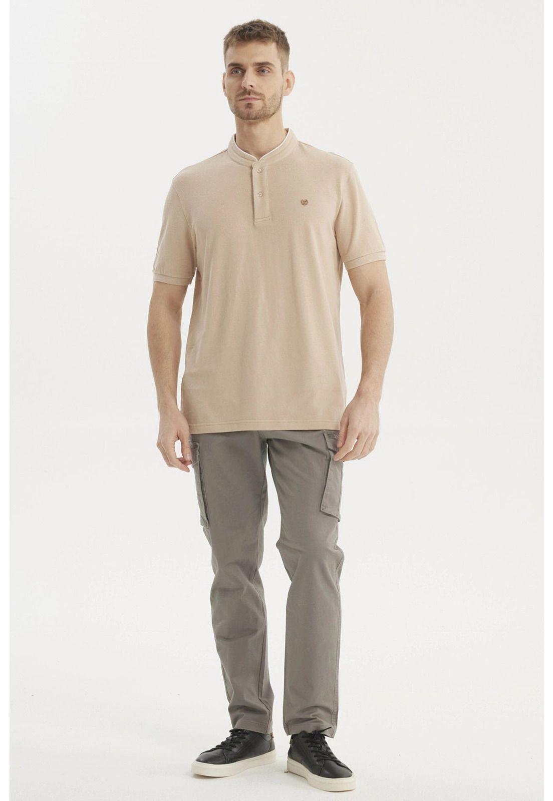 Polera Hombre Cuello Polo Beige-3