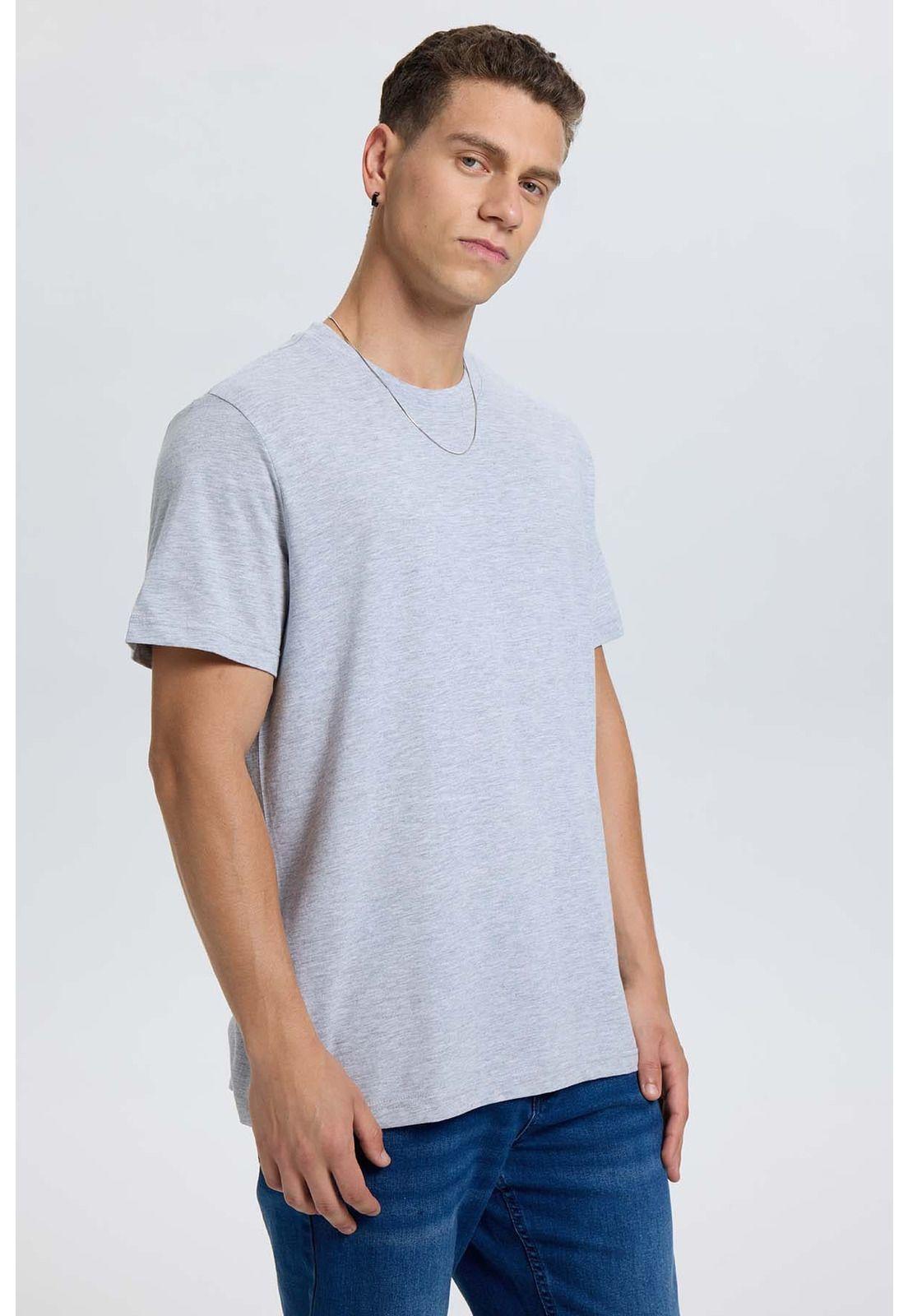 Polera Hombre Regular Fit Básica Gris Melange-1