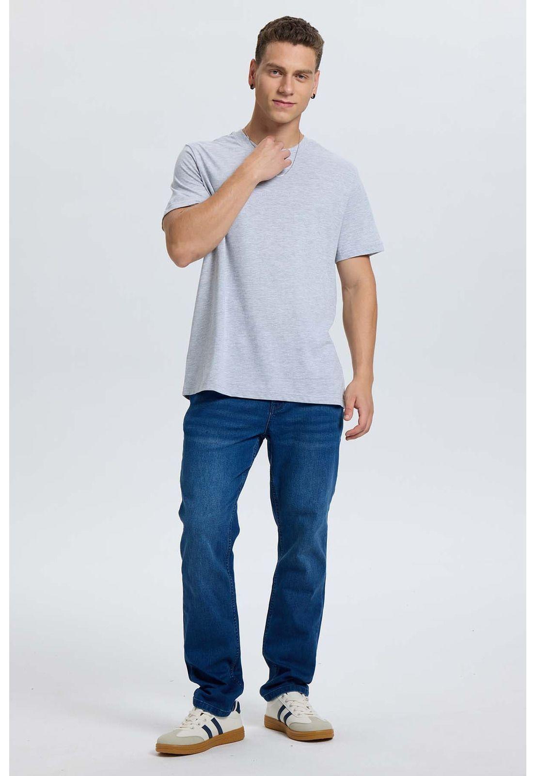 Polera Hombre Regular Fit Básica Gris Melange-3