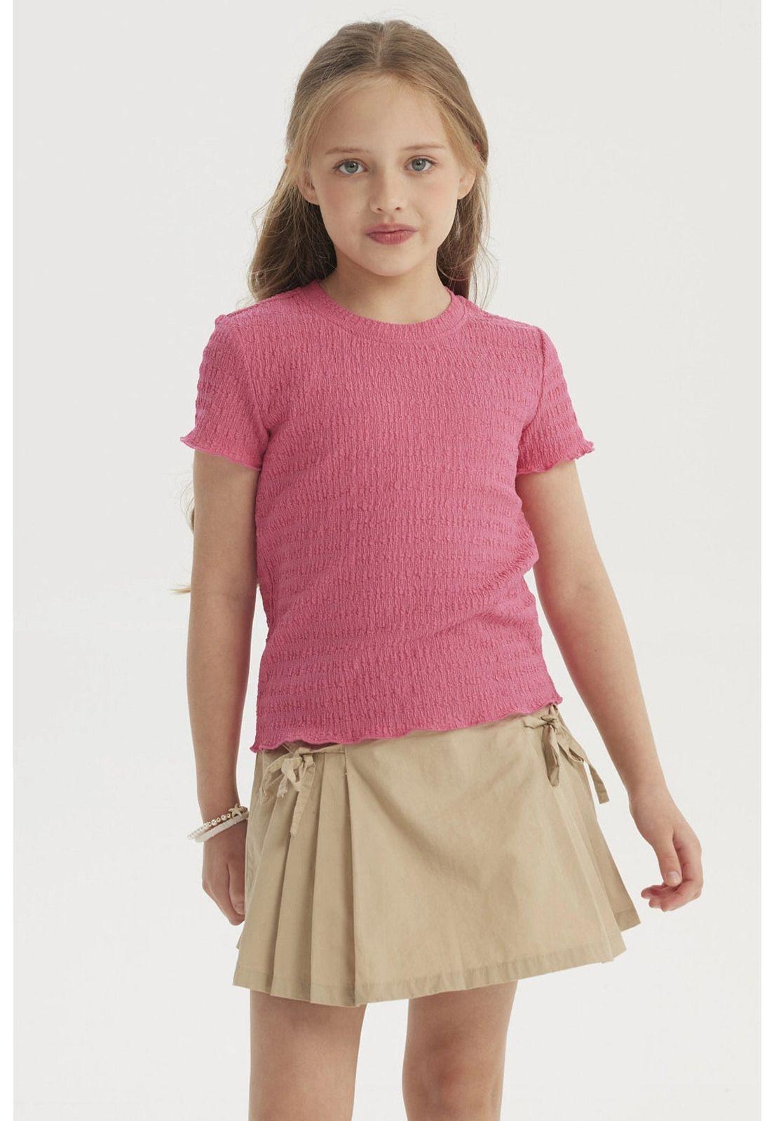 Polera Niña Con Textura Fucsia-0