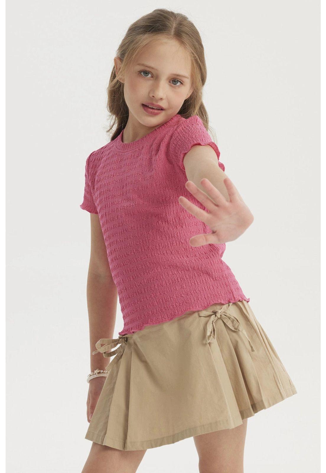 Polera Niña Con Textura Fucsia-1