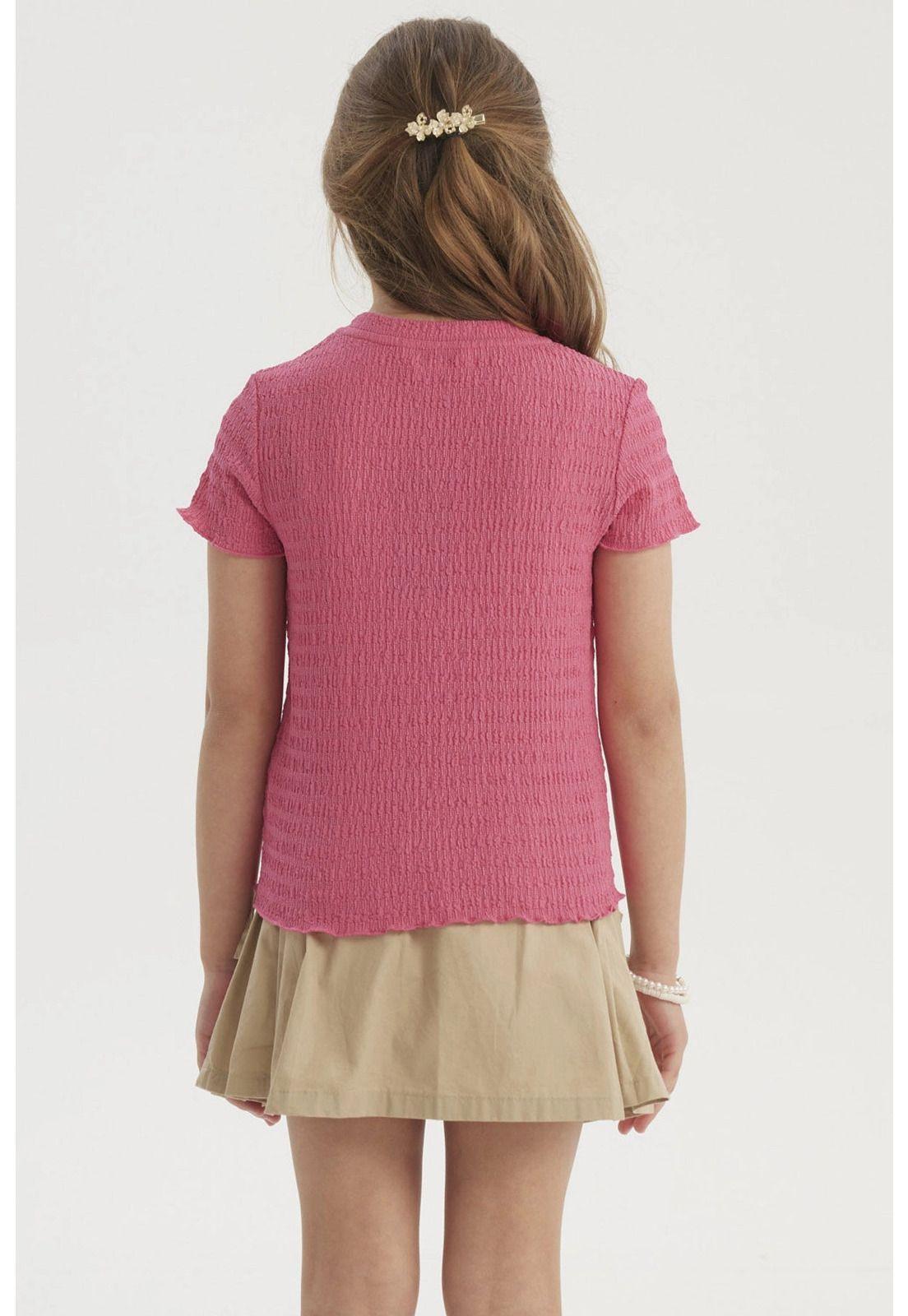 Polera Niña Con Textura Fucsia-2