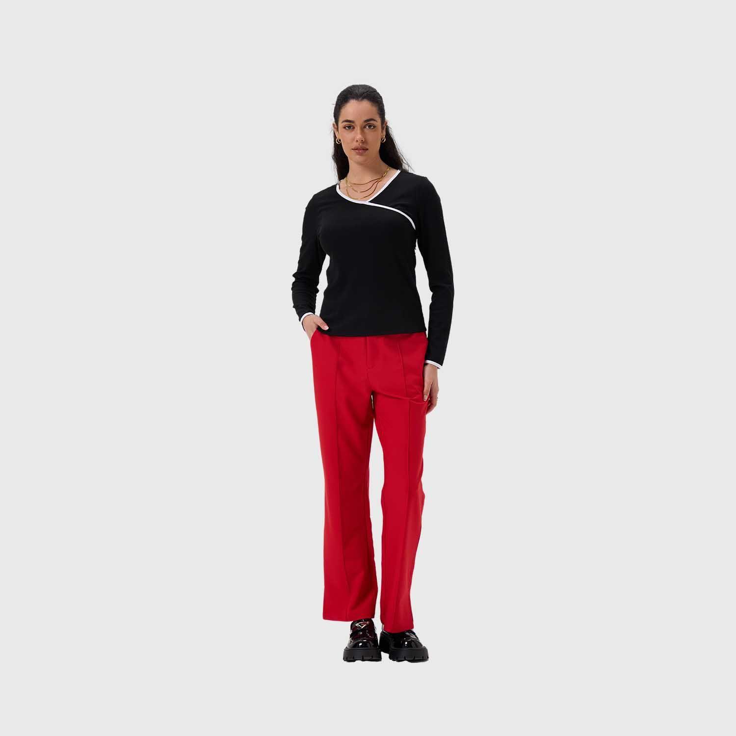 Polera Mujer Rib Escote Cruzado Negro Fashion's Park-3