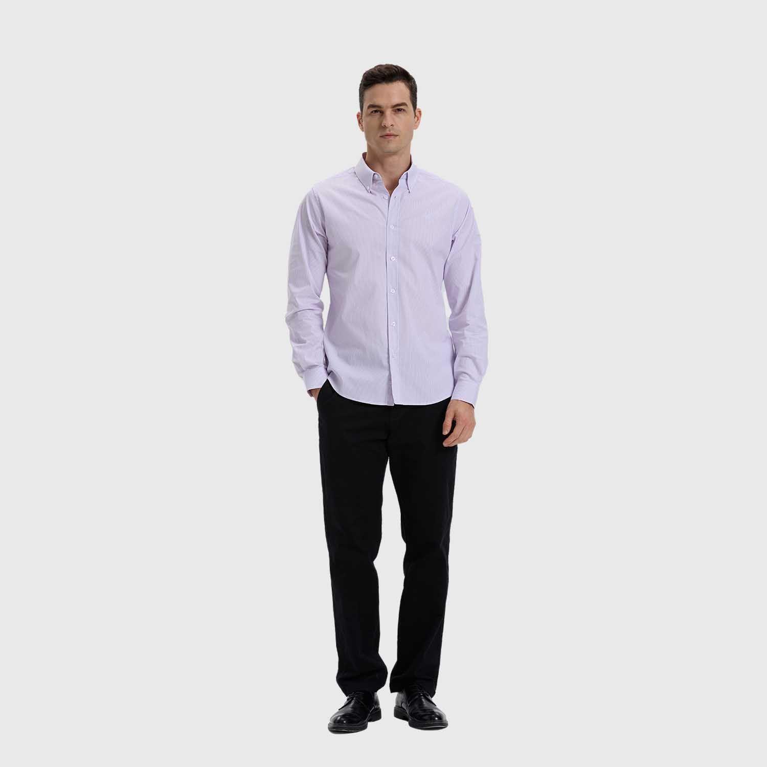 Camisa Hombre Slim Fit Rayas Lila Claro-3
