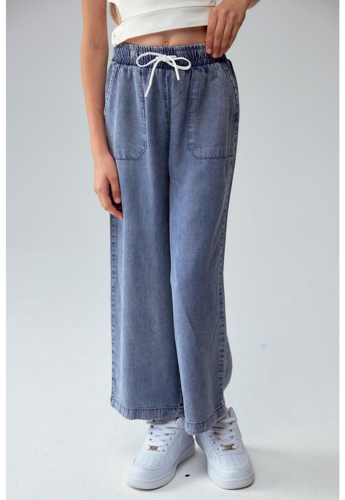 Jeans Niña Wide Leg Lyocell Azul-0