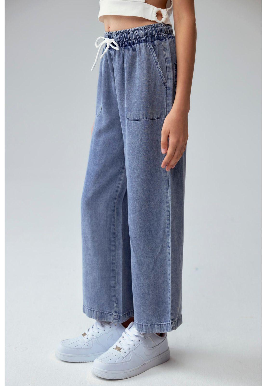Jeans Niña Wide Leg Lyocell Azul-1