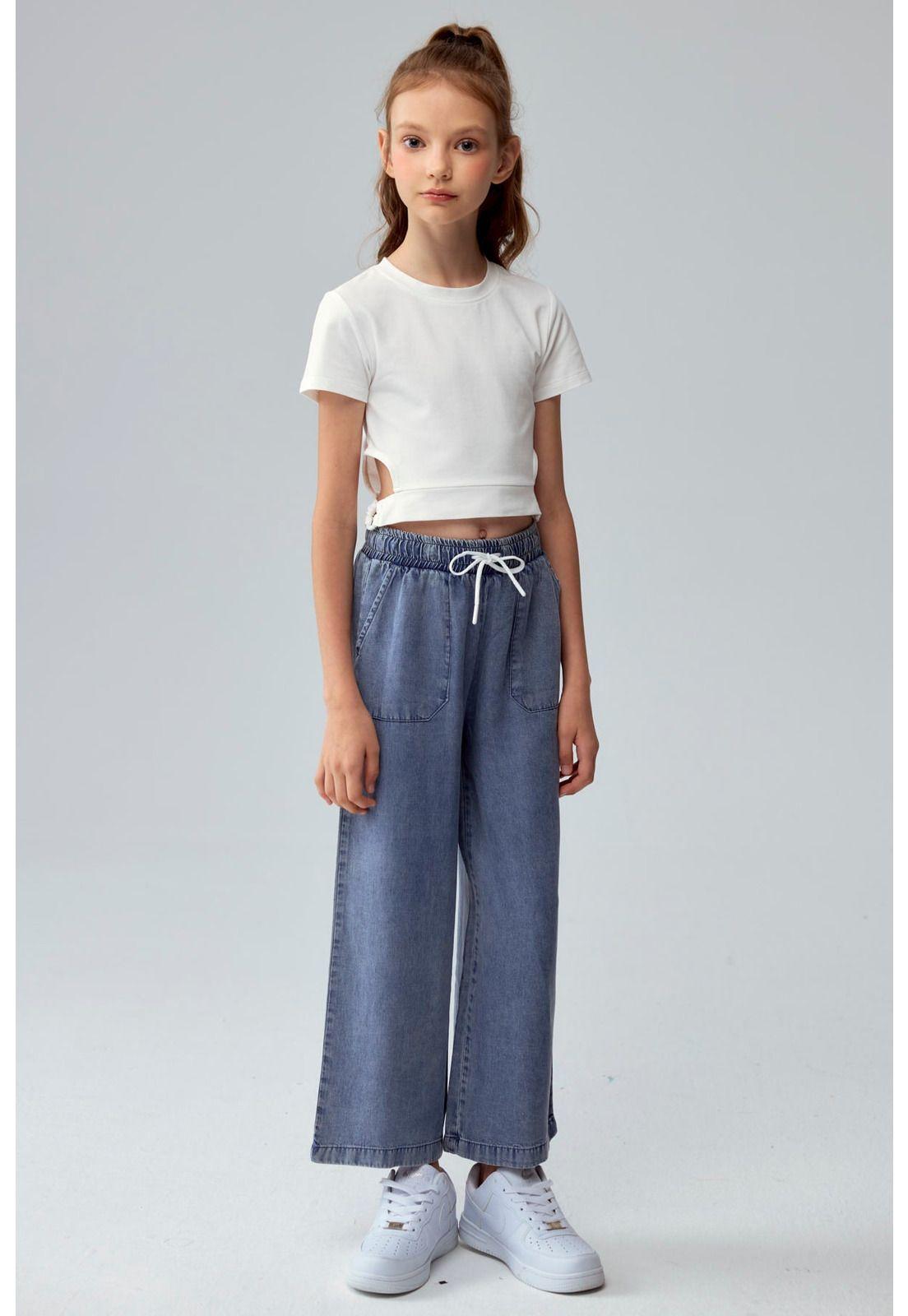 Jeans Niña Wide Leg Lyocell Azul-3