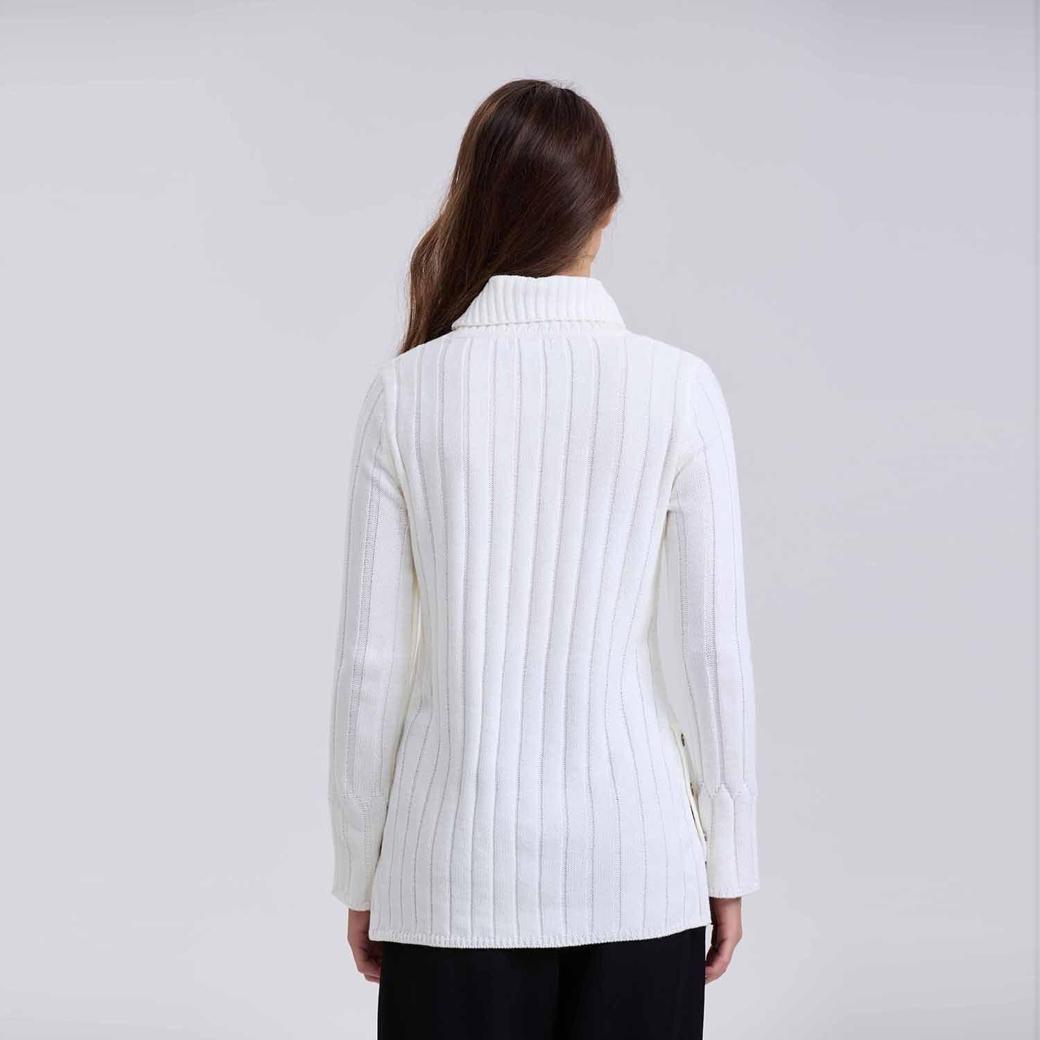 Sweater Mujer Botones Crudo-2