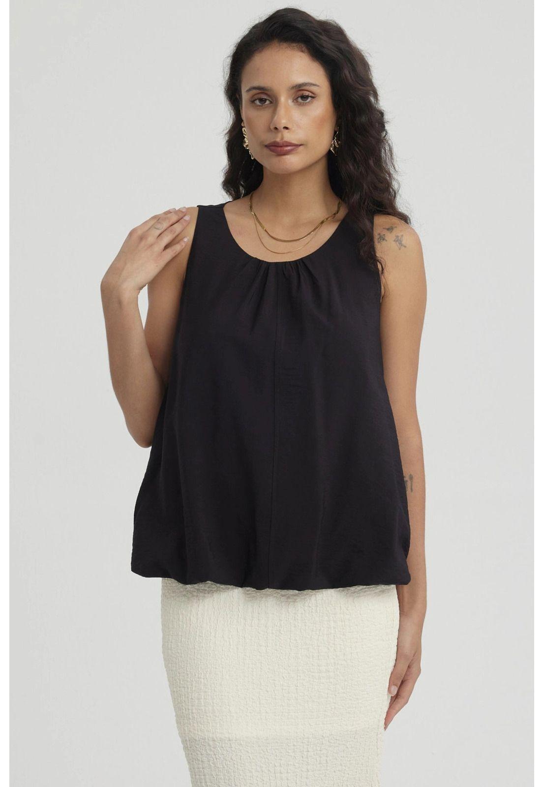Blusa Mujer Basta Globo Negro-0