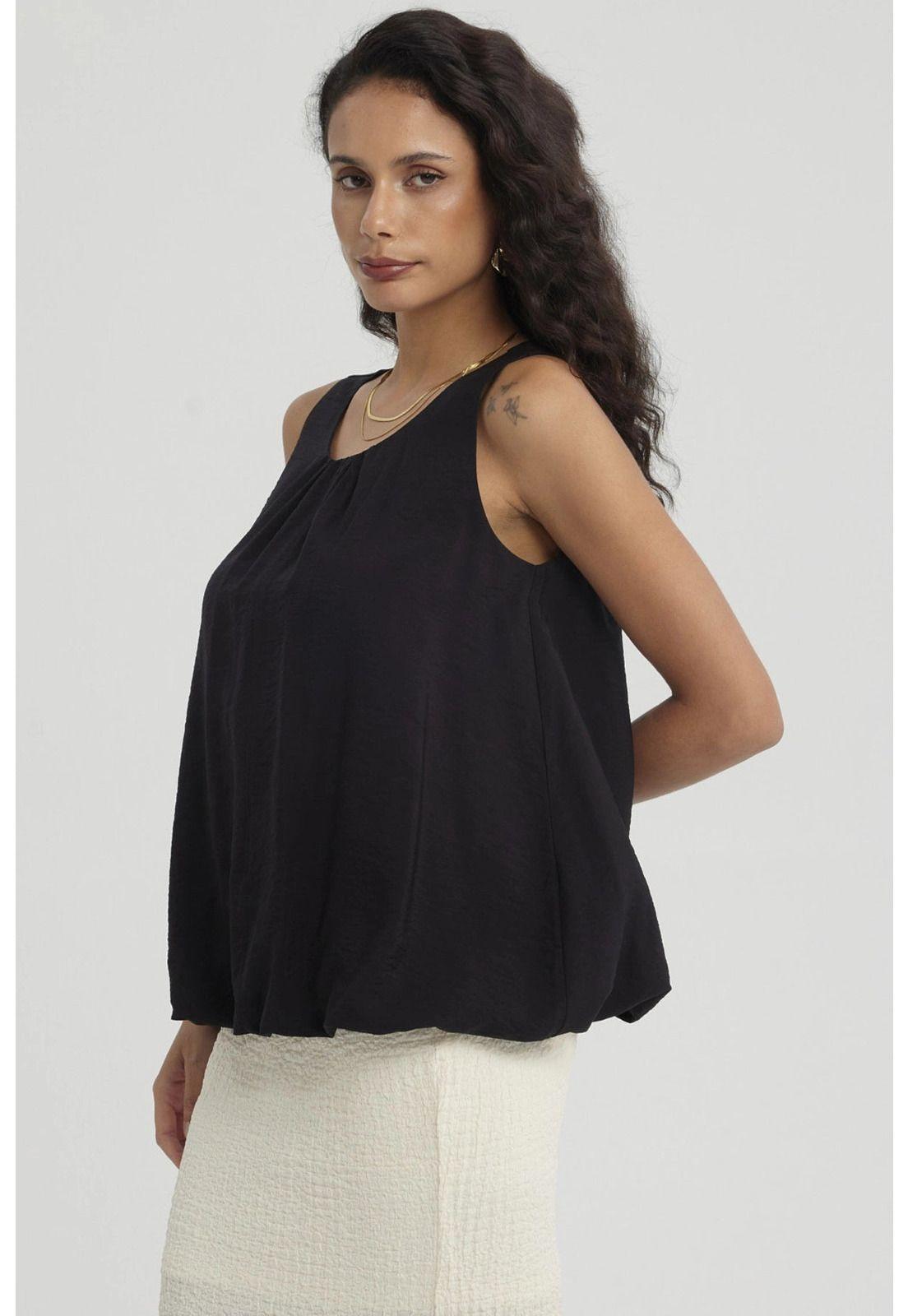 Blusa Mujer Basta Globo Negro-1