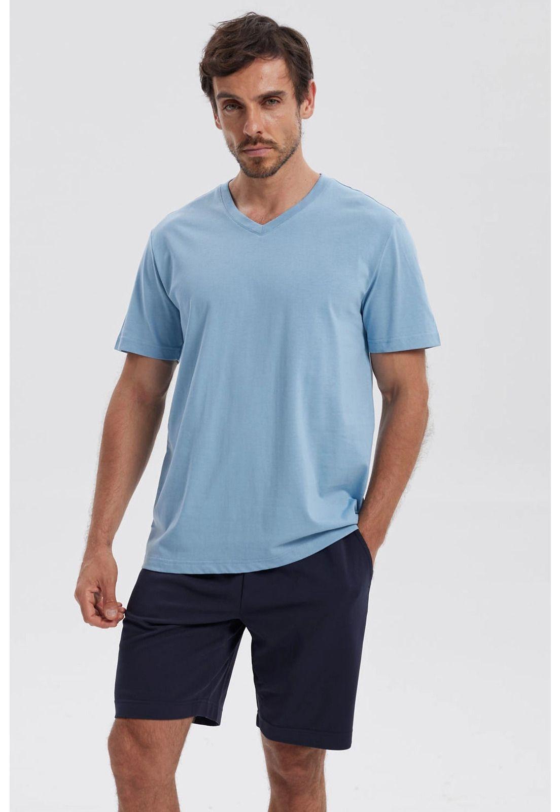 Polera Hombre Básica Celeste Claro-0