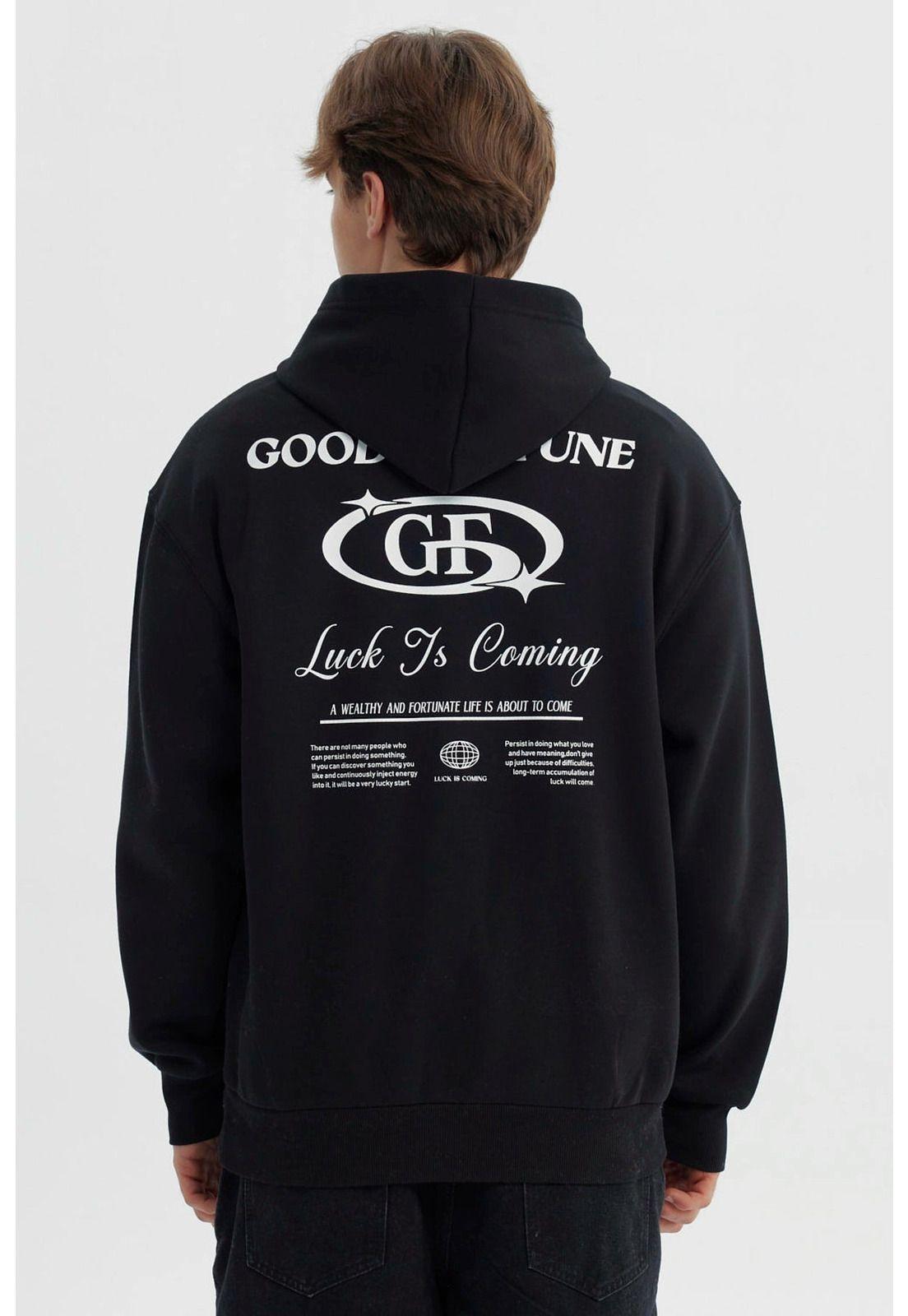 Polerón Hombre Oversize Negro - ll-2