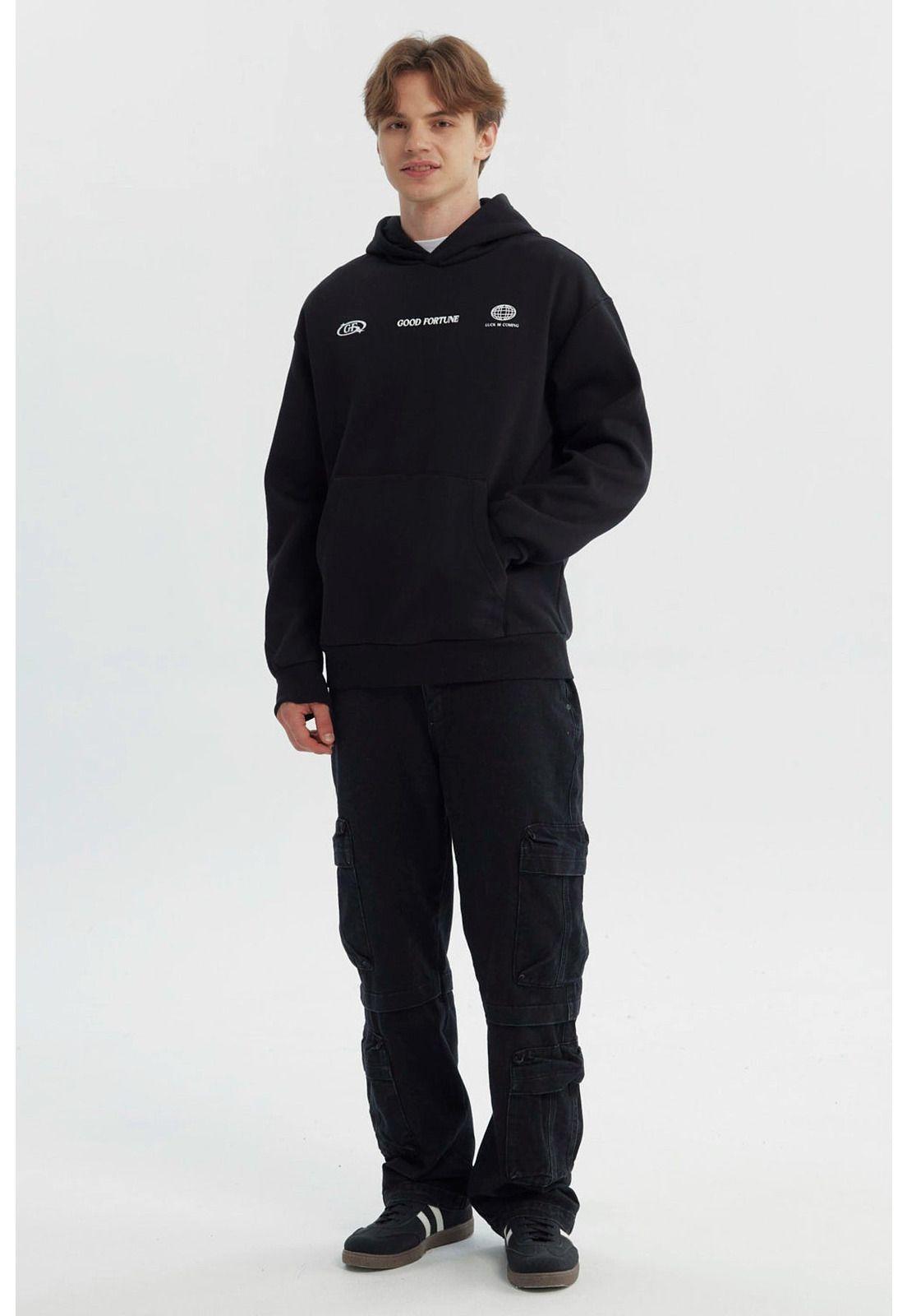 Polerón Hombre Oversize Negro - ll-3