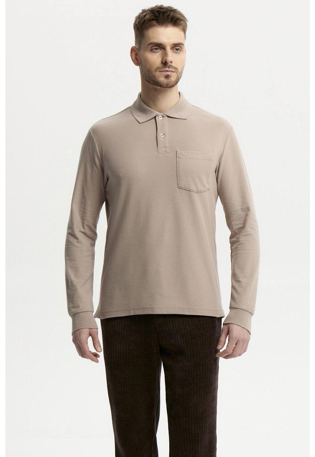 Polera Hombre Pique Básica Beige - ll-0