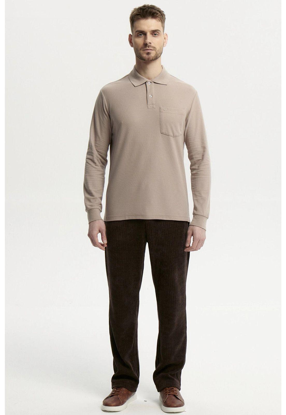 Polera Hombre Pique Básica Beige - ll-3