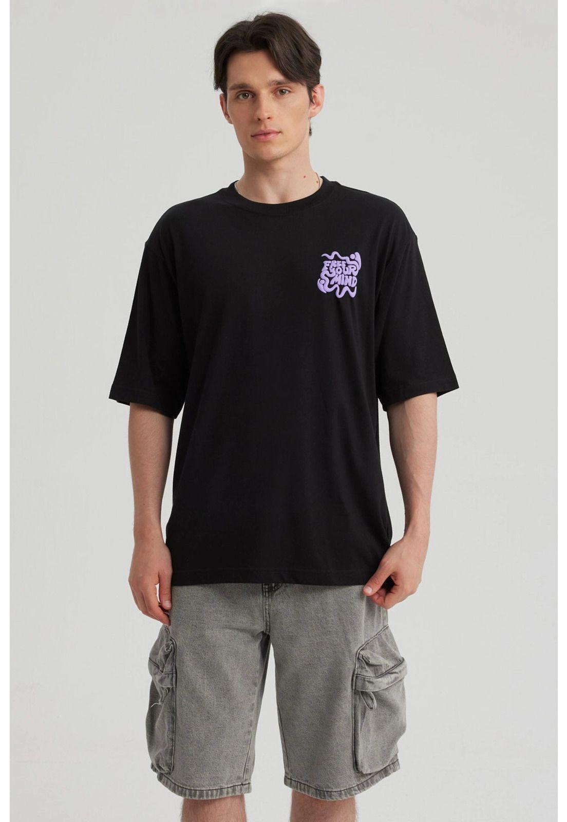 Polera Hombre Doble Print Negro - XII-4