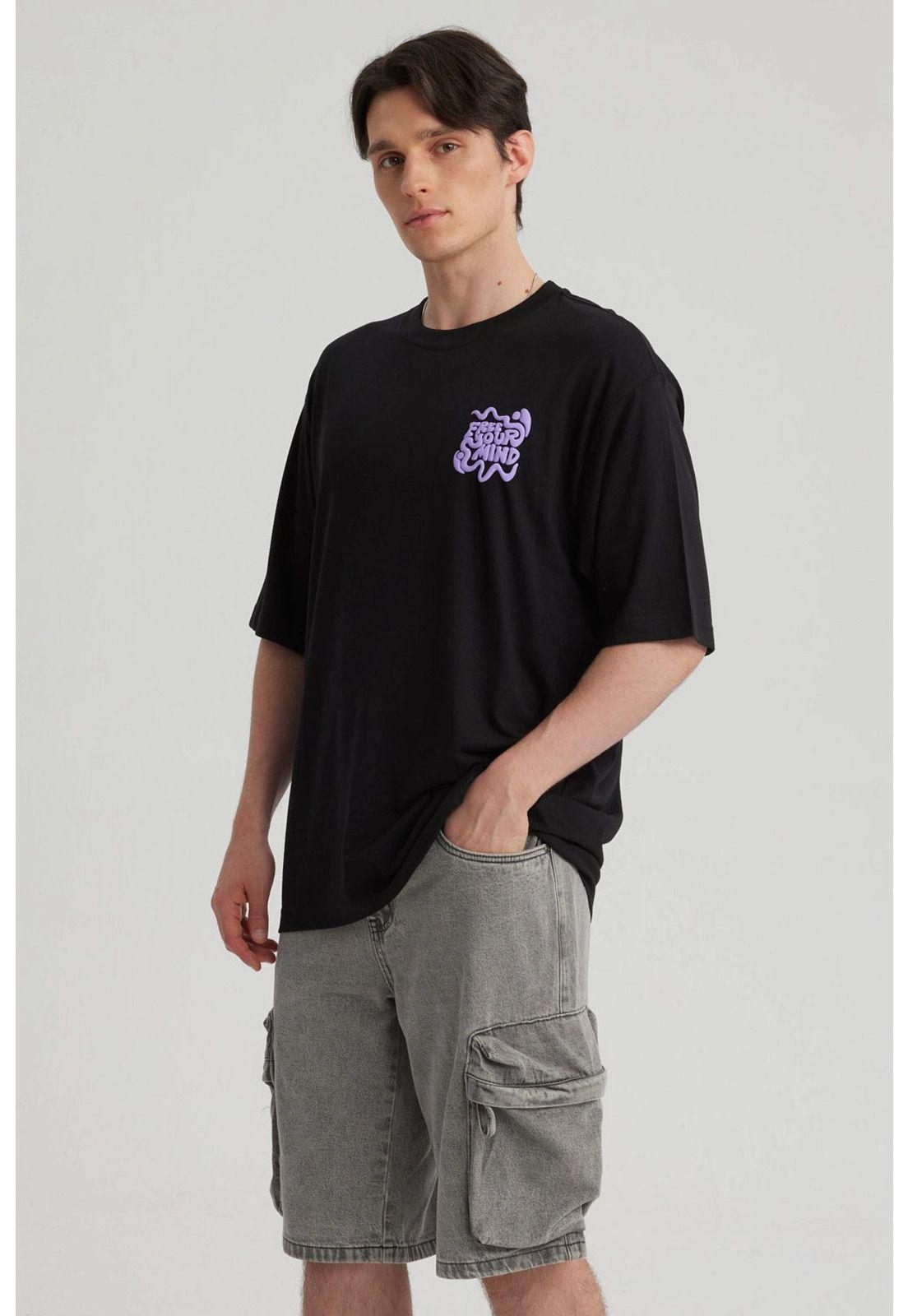 Polera Hombre Doble Print Negro - XII-5