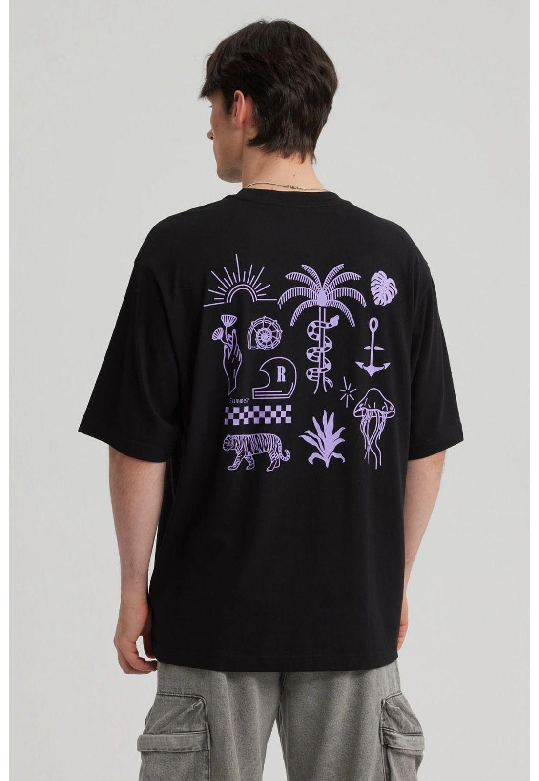 Polera Hombre Doble Print Negro - XII-6