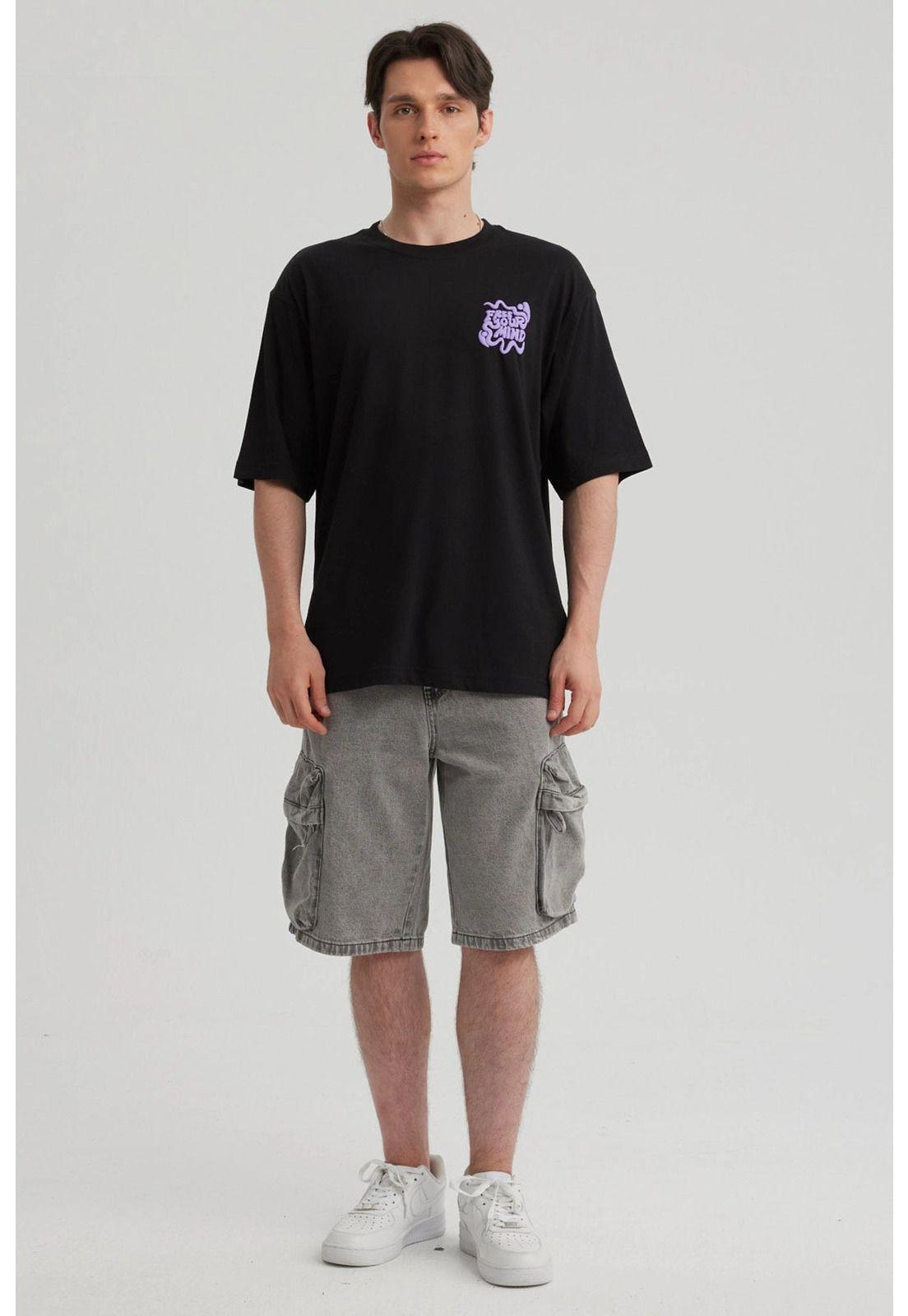 Polera Hombre Doble Print Negro - XII-7