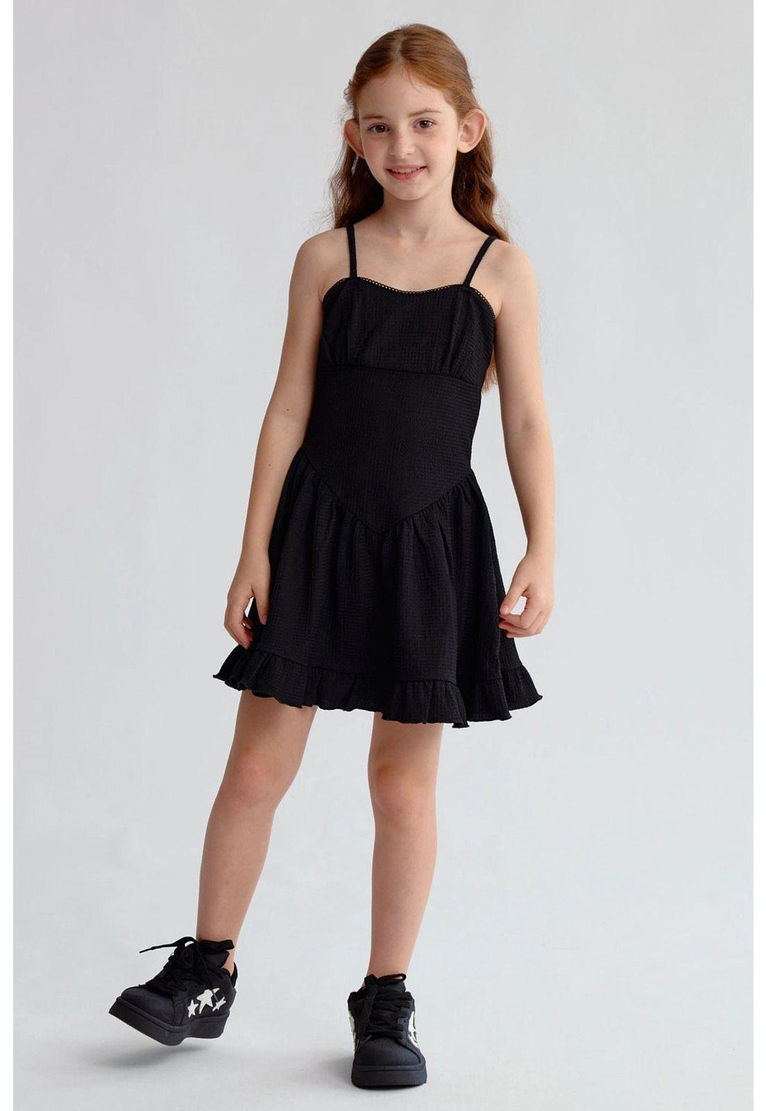Vestido Niña Cintura Corte Negro-0