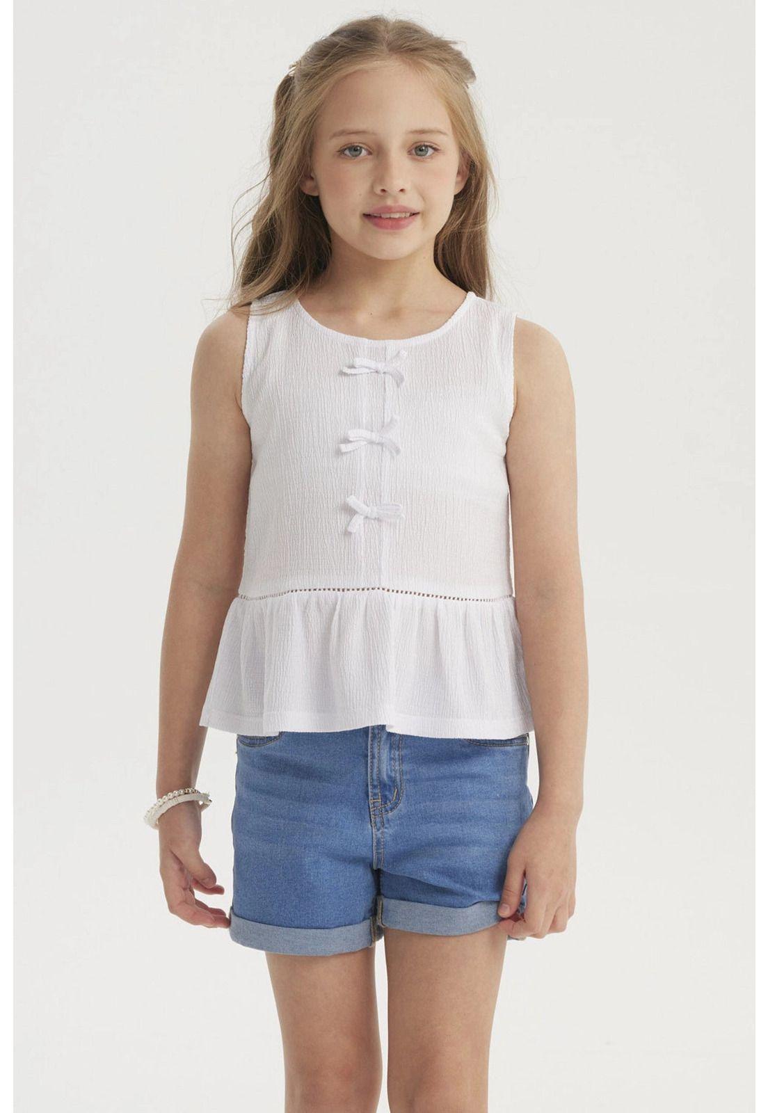 Polera Niña Con Cintas Blanco-0