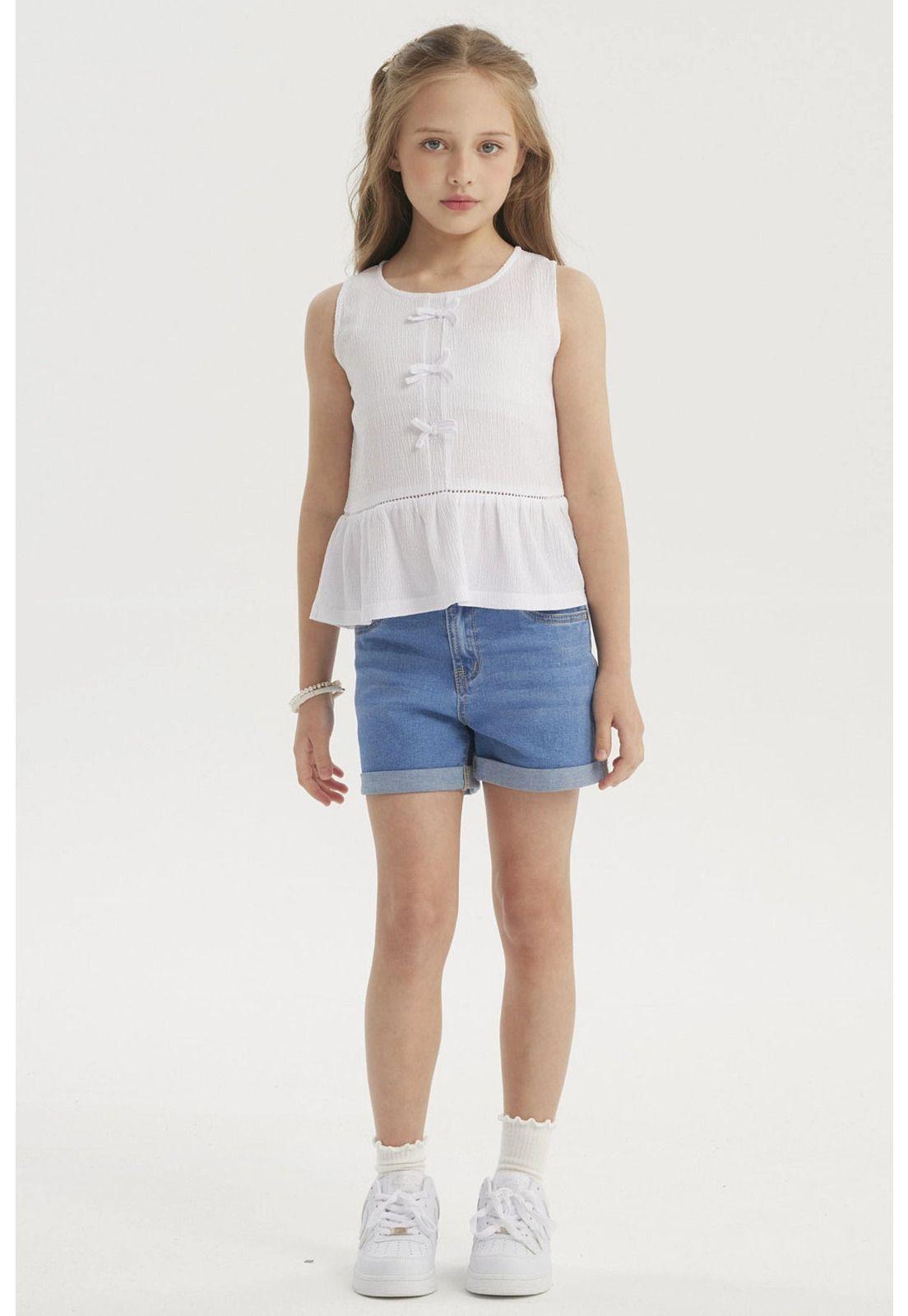 Polera Niña Con Cintas Blanco-3