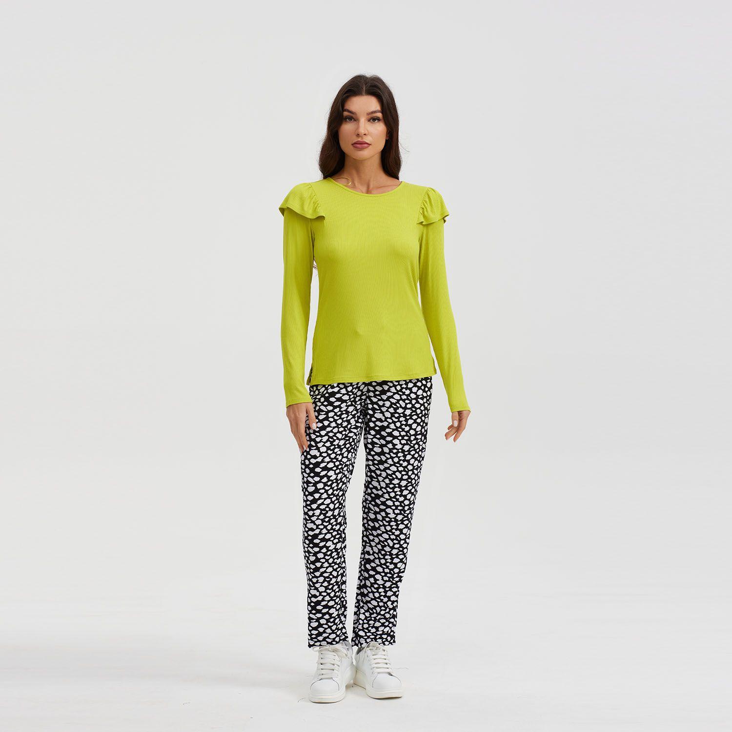 Polera Mujer Rib Manga Vuelo Verde-3