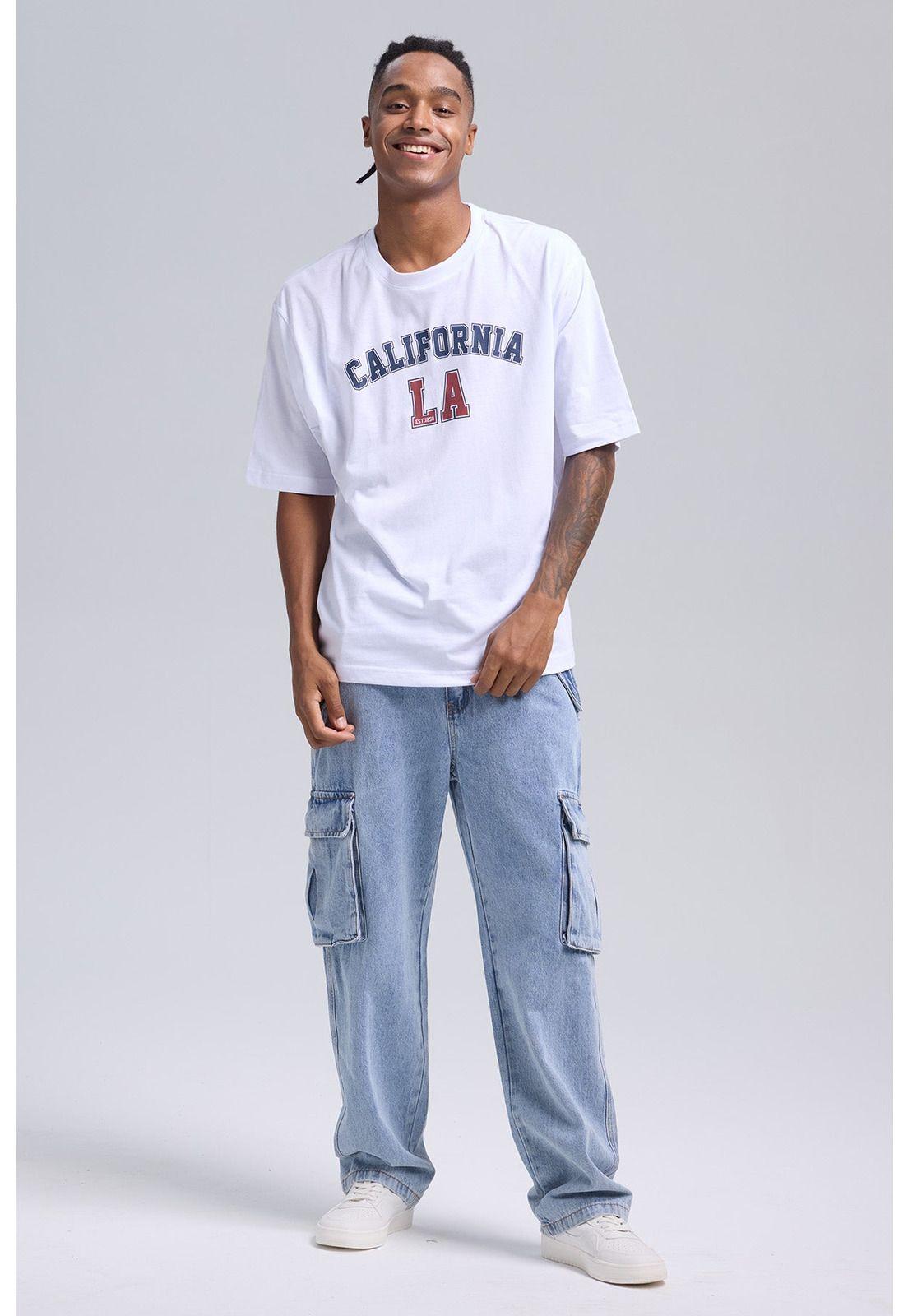 Polera Hombre Print Central Blanco - VIII-3