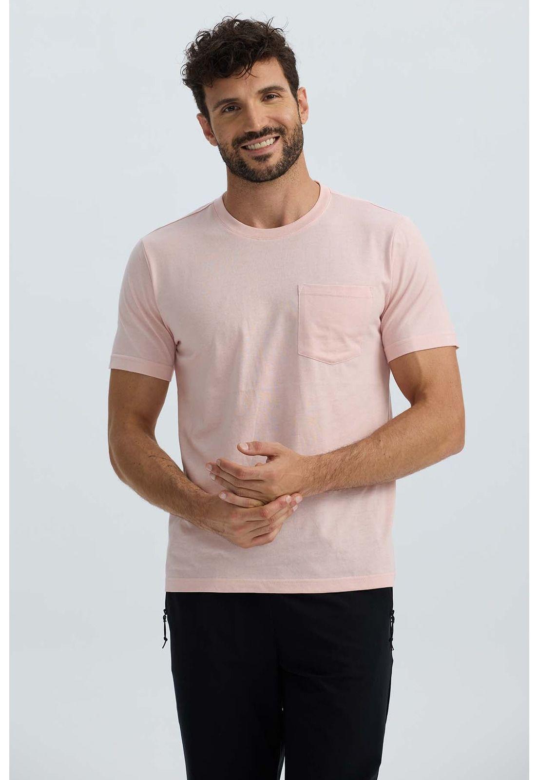 Polera Hombre Básica Con Bolsillo Rosado-1