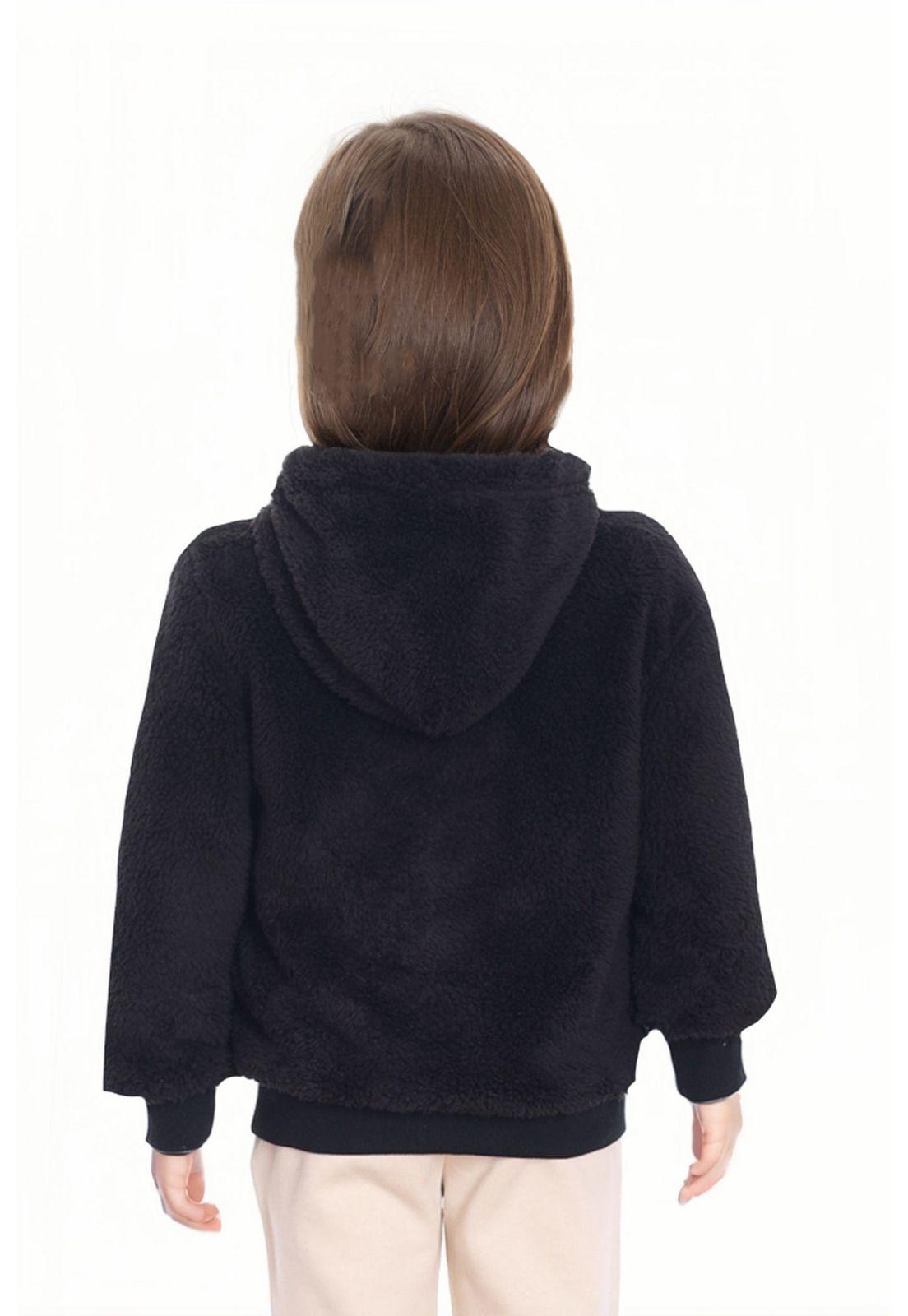 Polar Niña Peludo Pompón Negro-1