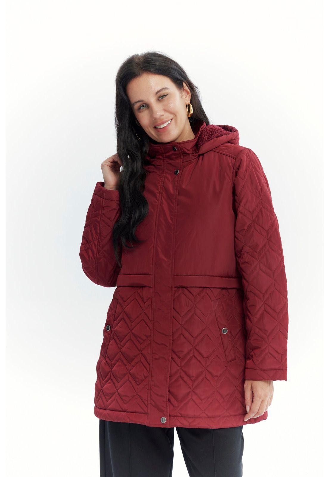 Parka Mujer Slim Rojo Oscuro-0
