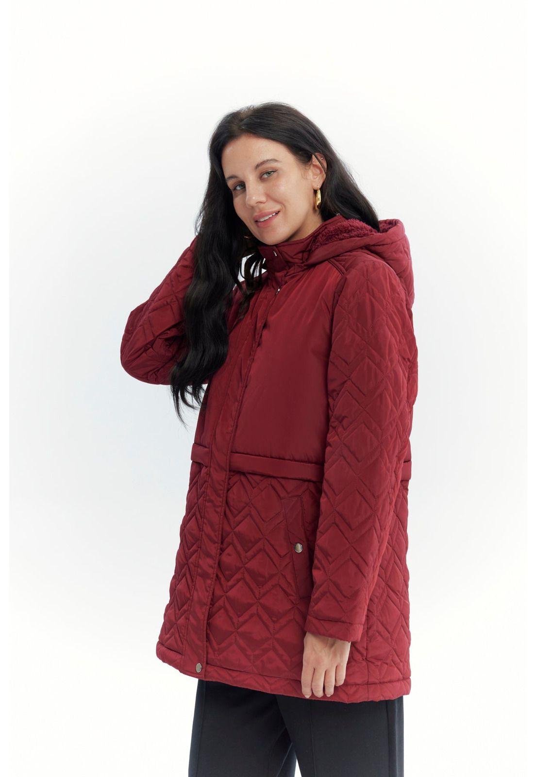 Parka Mujer Slim Rojo Oscuro-1
