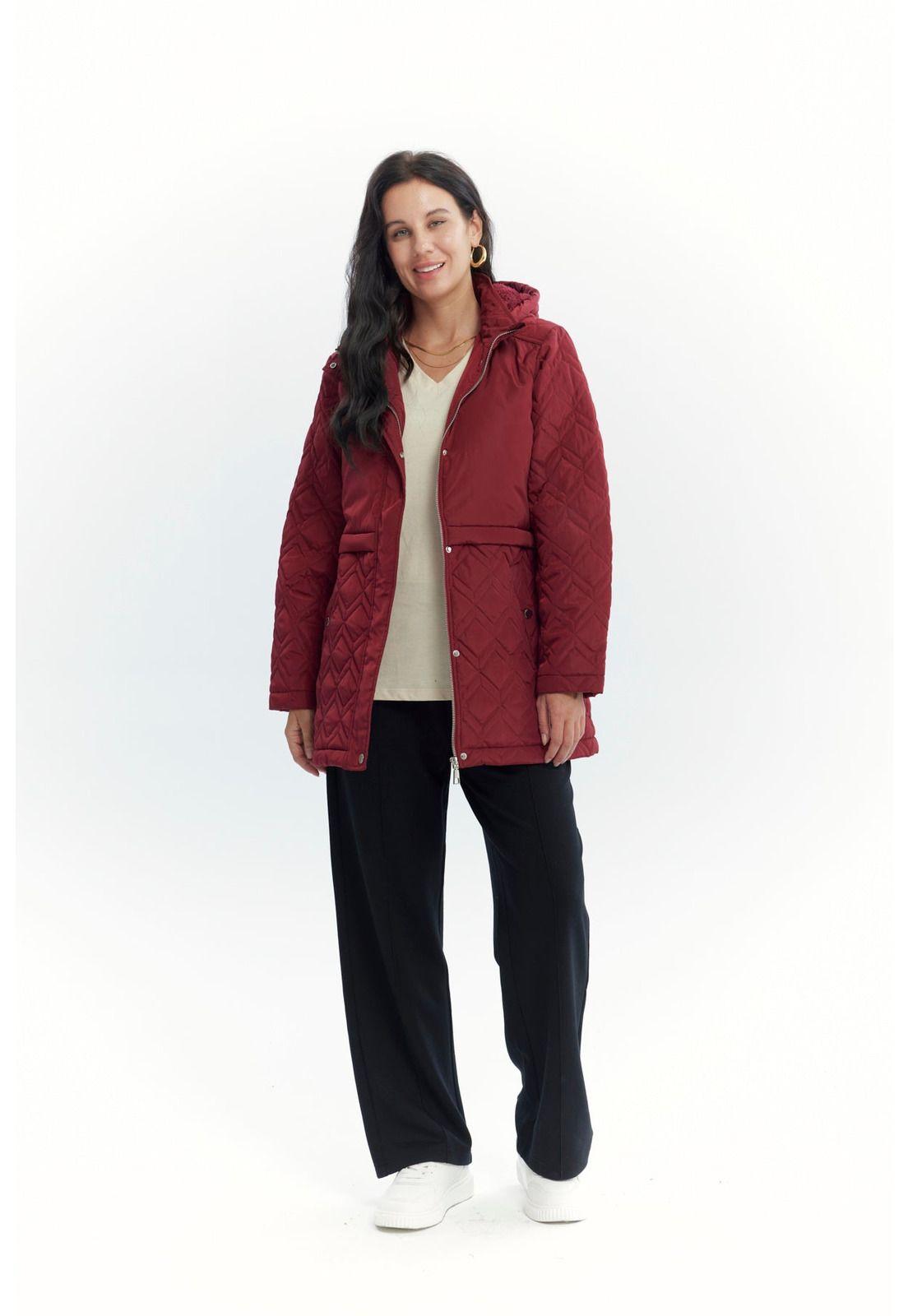 Parka Mujer Slim Rojo Oscuro-3