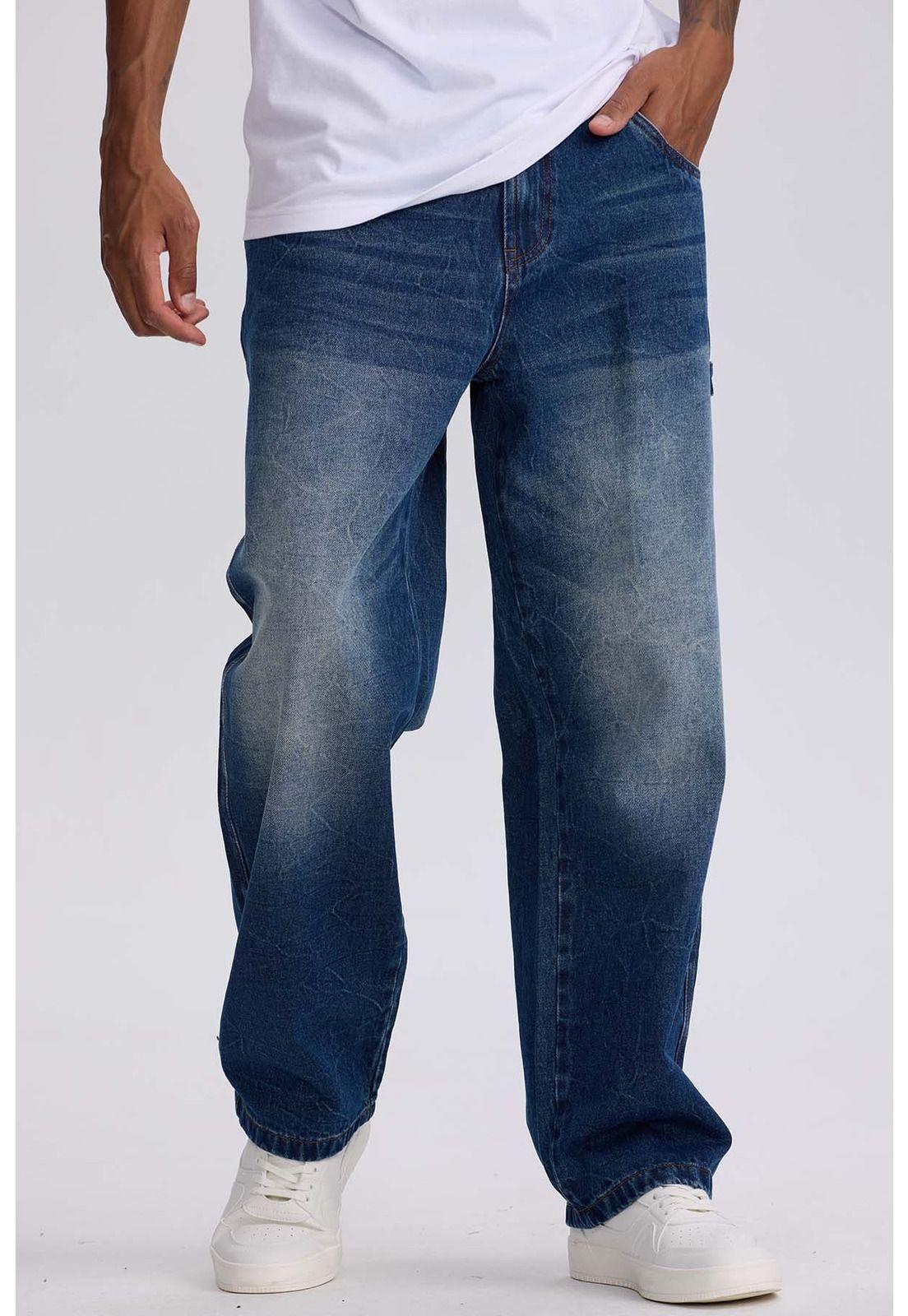 Jeans Hombre Baggy Focalizado Azul-0