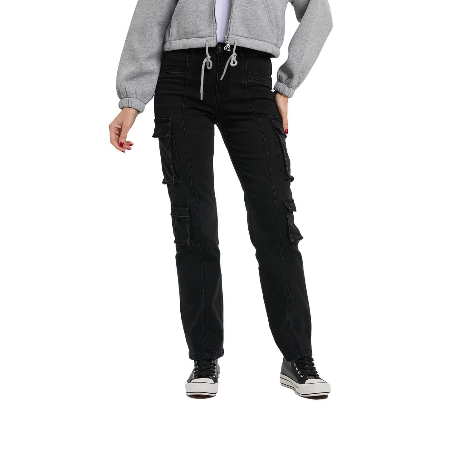 Jeans Mujer Denim Calce Recto Negro-0