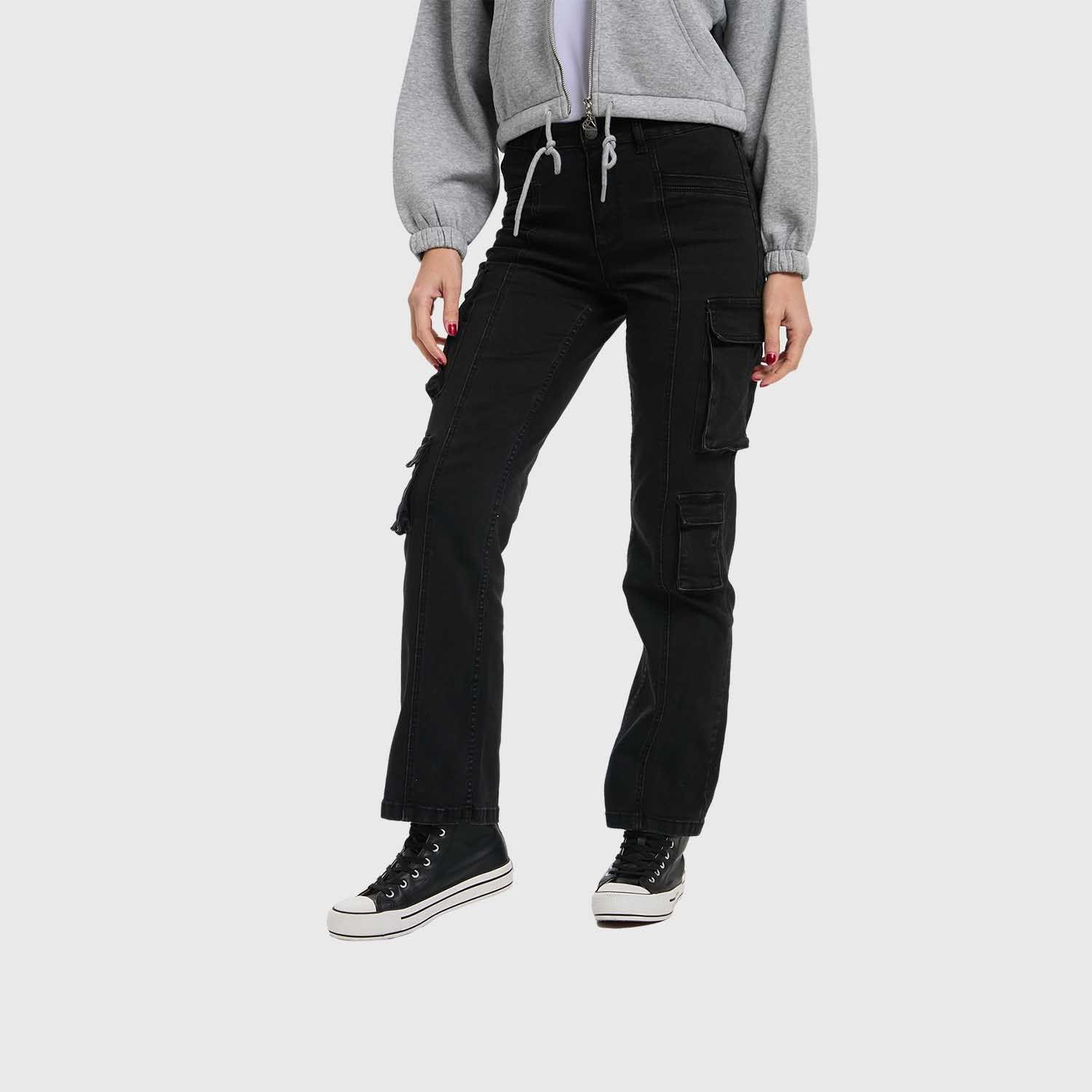 Jeans Mujer Denim Calce Recto Negro-1