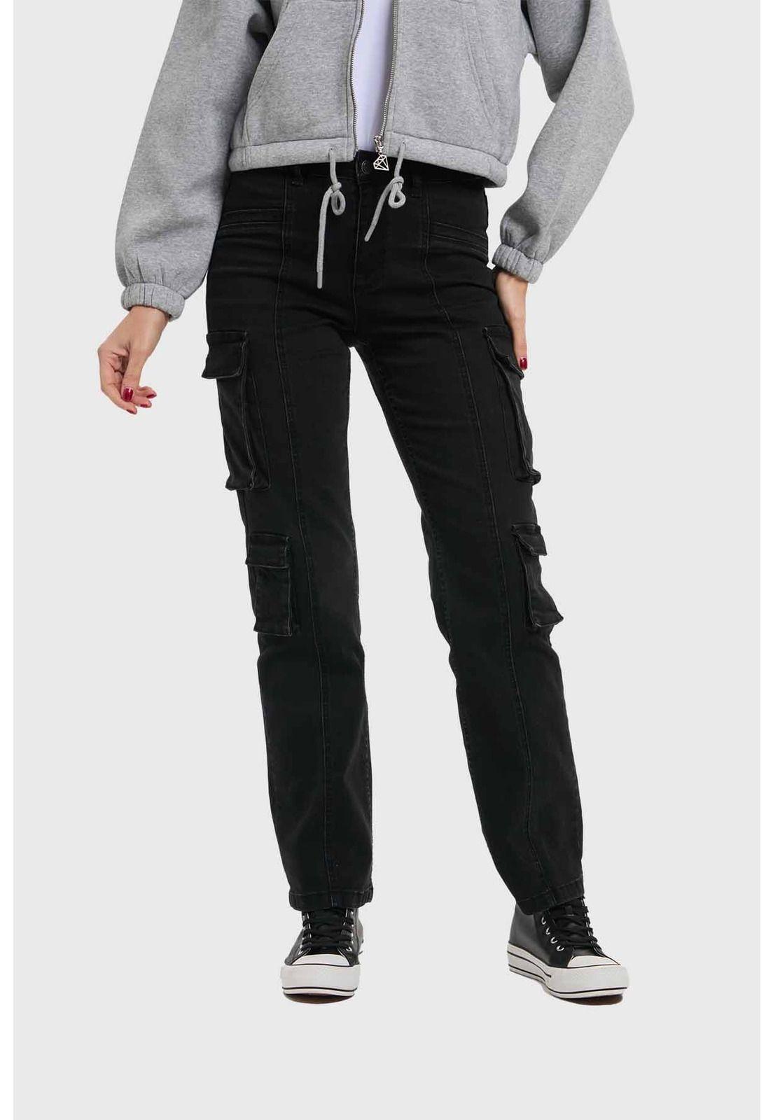 Jeans Mujer Denim Calce Recto Negro-0