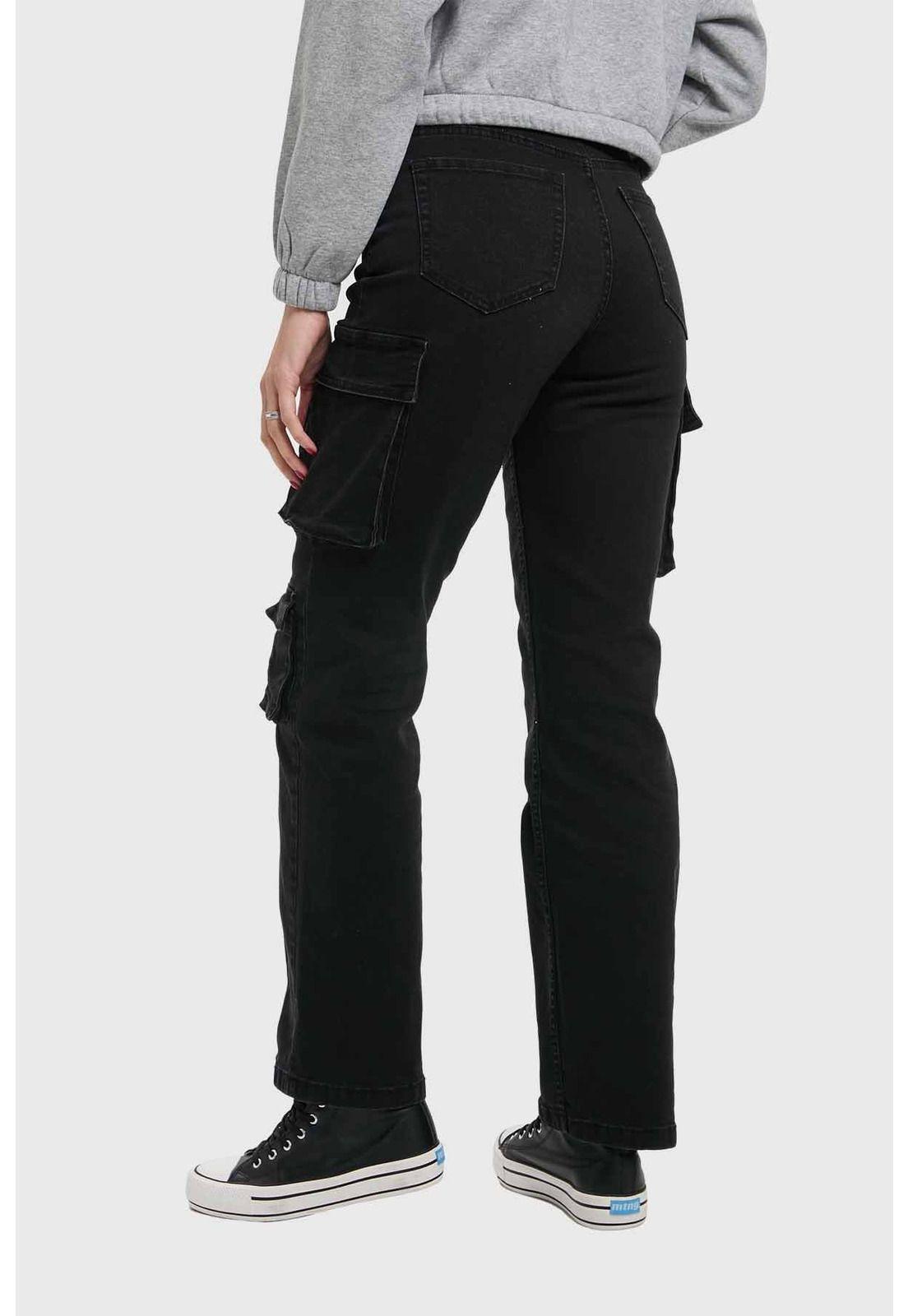 Jeans Mujer Denim Calce Recto Negro-2