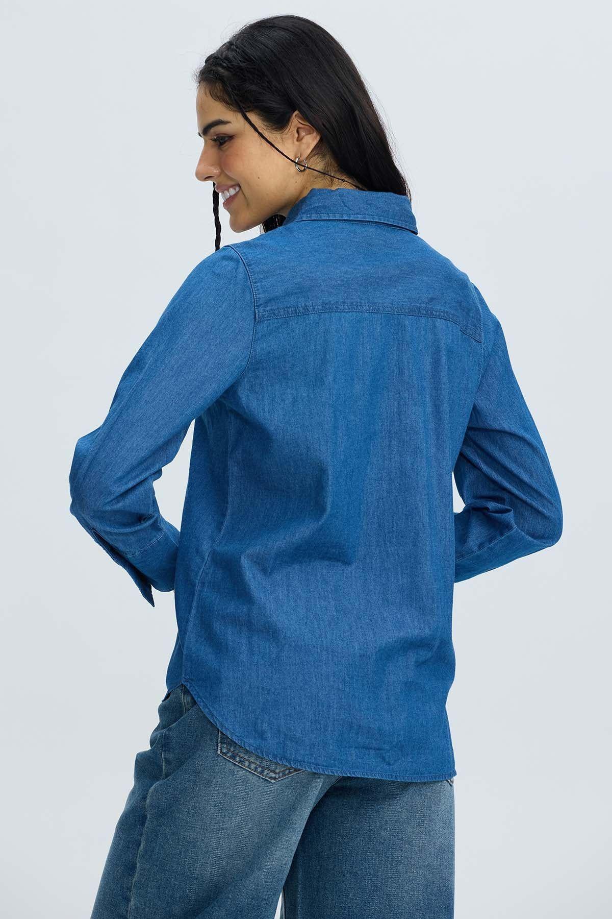Blusa Mujer Vaquera Azul Oscuro-2