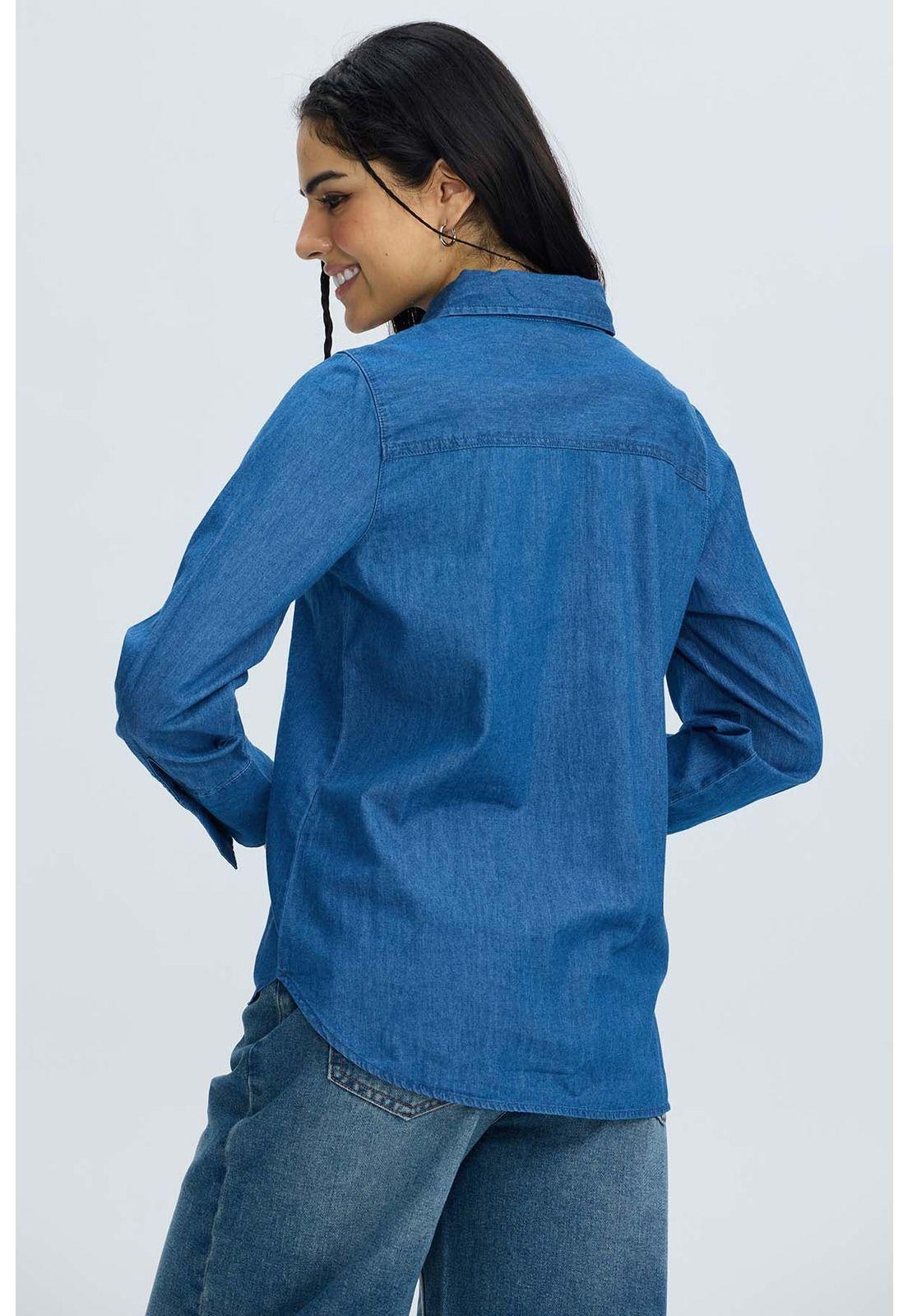 Blusa Mujer Vaquera Azul Oscuro-2