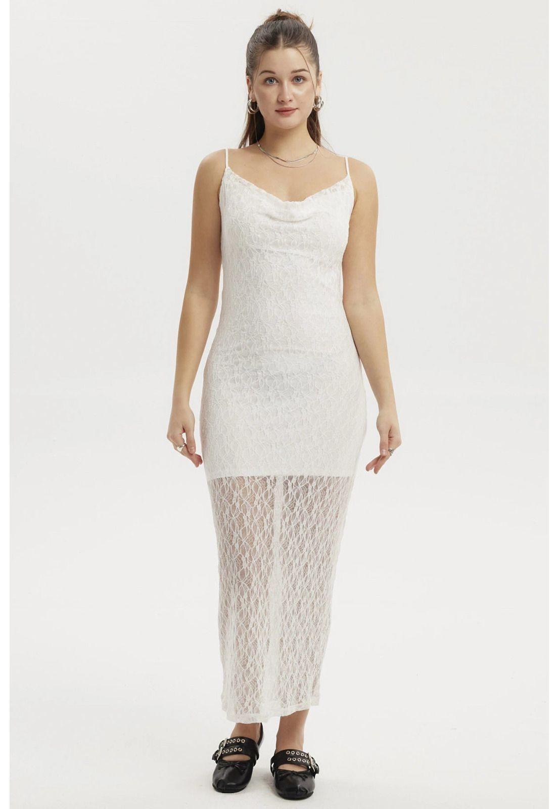 Vestido Mujer Largo Tirantes Blanco-0