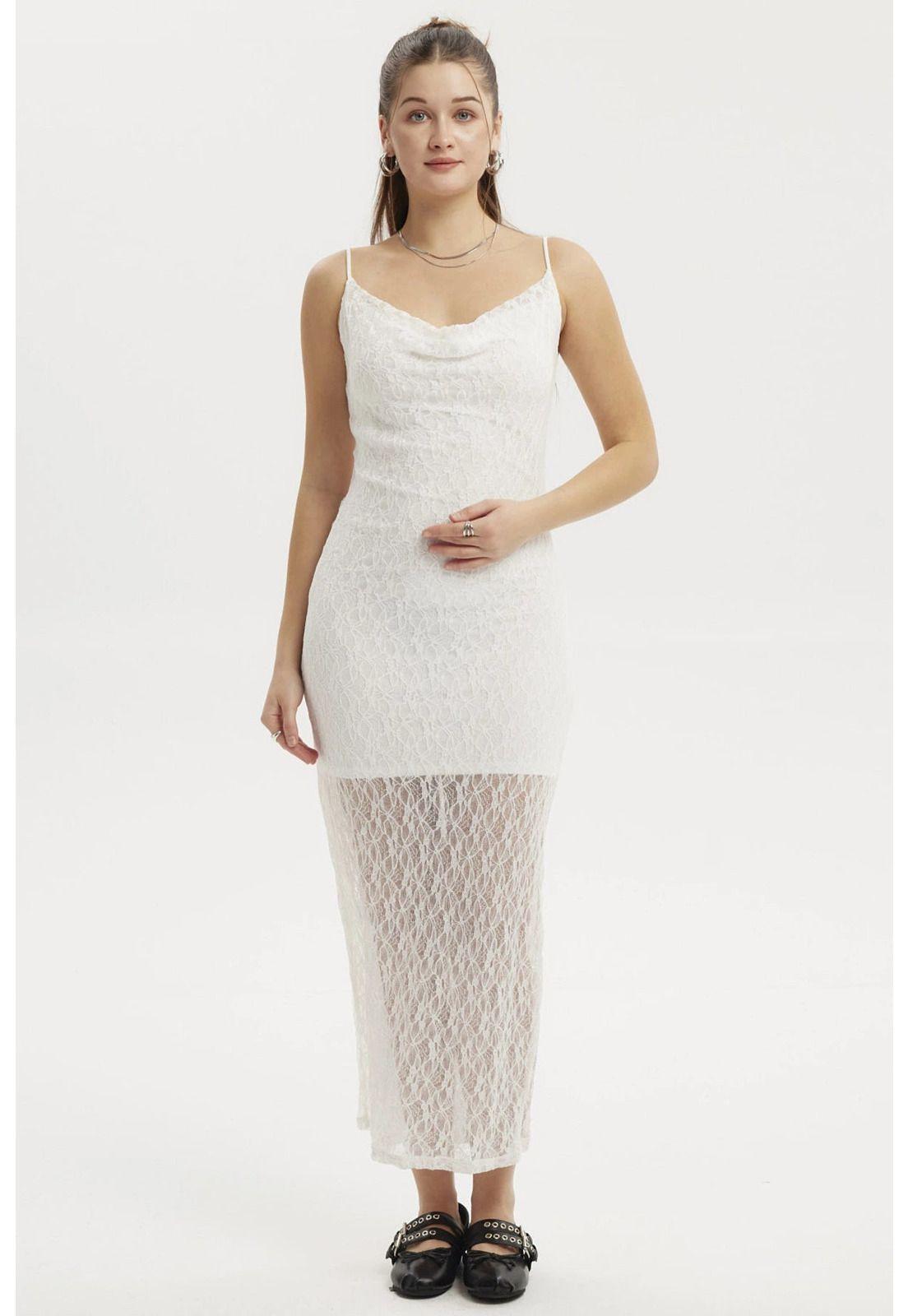 Vestido Mujer Largo Tirantes Blanco-3