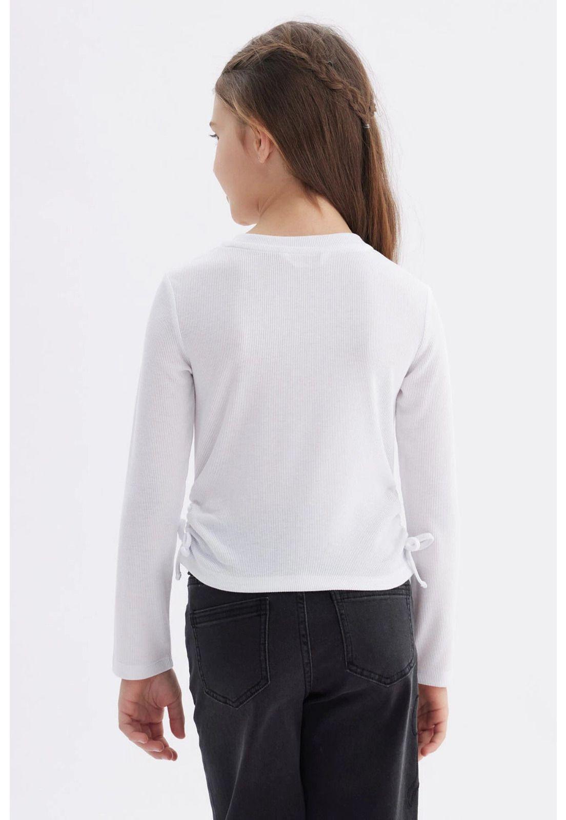 Polera Niña Recogidas Blanco-2