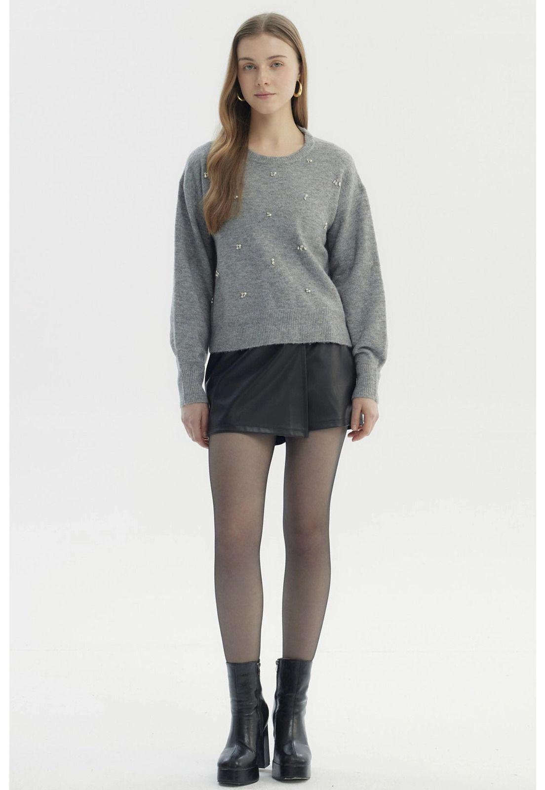 Sweater Mujer Regular Gris-3