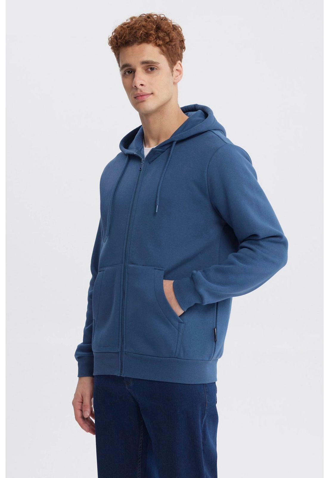 Polerón Hombre Full Zipper Basico Azul Piedra-1
