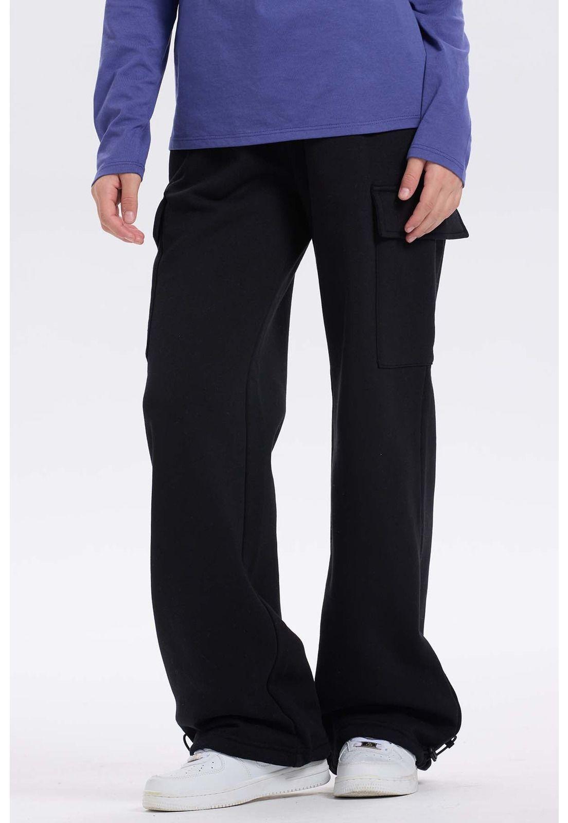 Pantalón Buzo Niña Cargo Negro-0