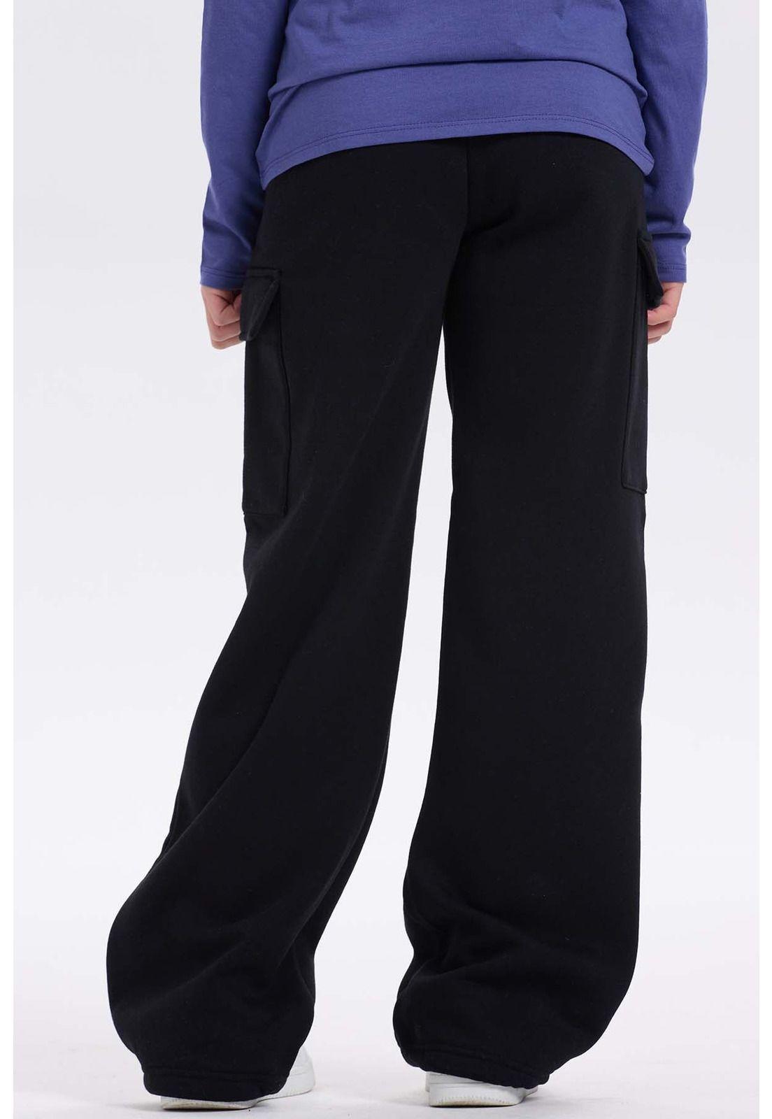 Pantalón Buzo Niña Cargo Negro-1